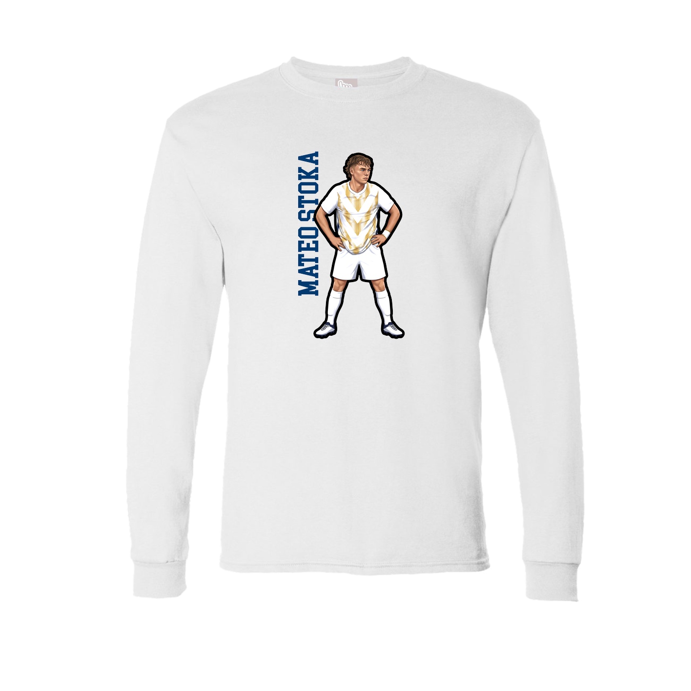 Long Sleeve Tee — Name Vertical in White