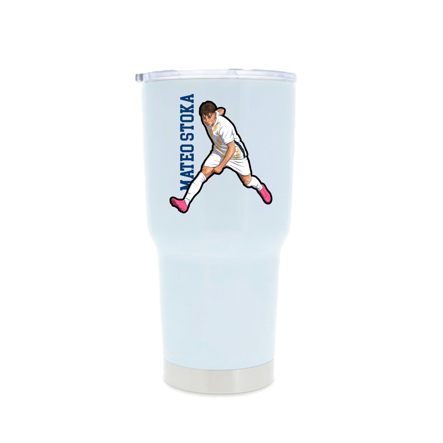30oz Stainless Steel Tumbler — Name Vertical in White