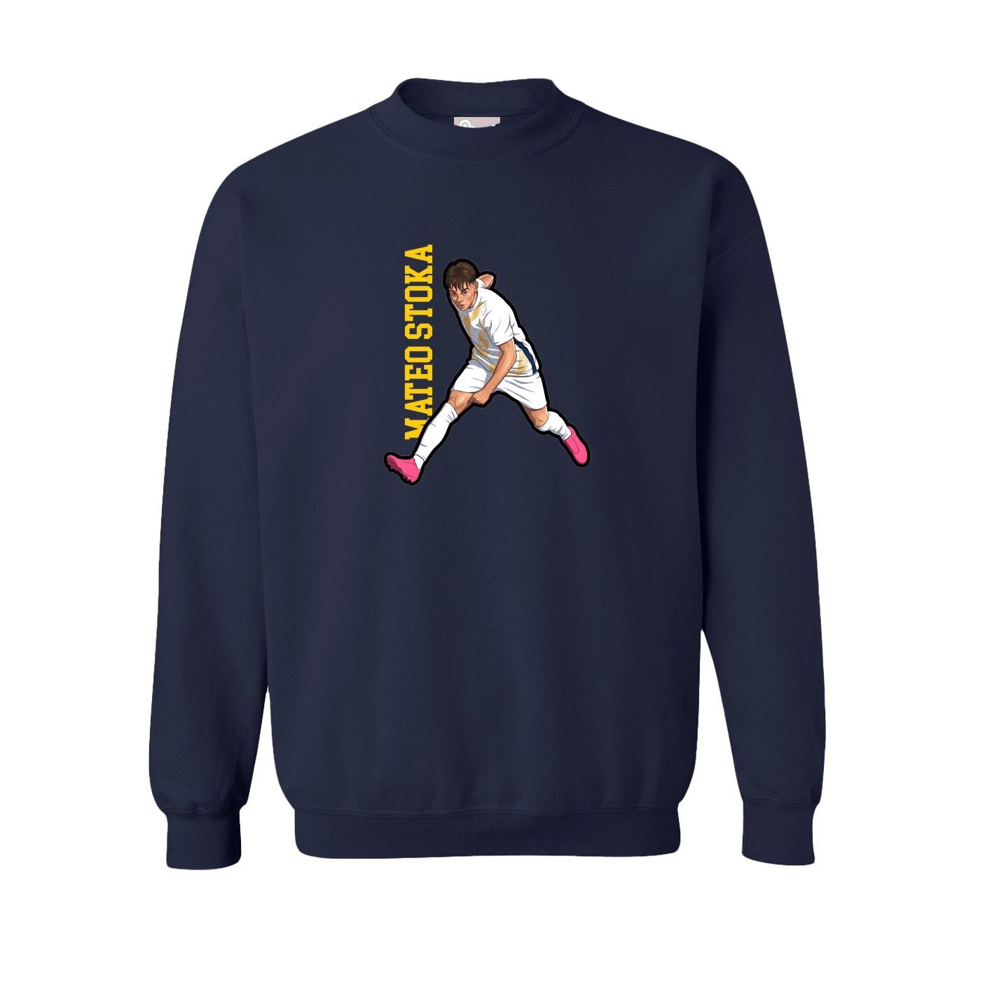 Fleece Crew — Name Vertical in Navy