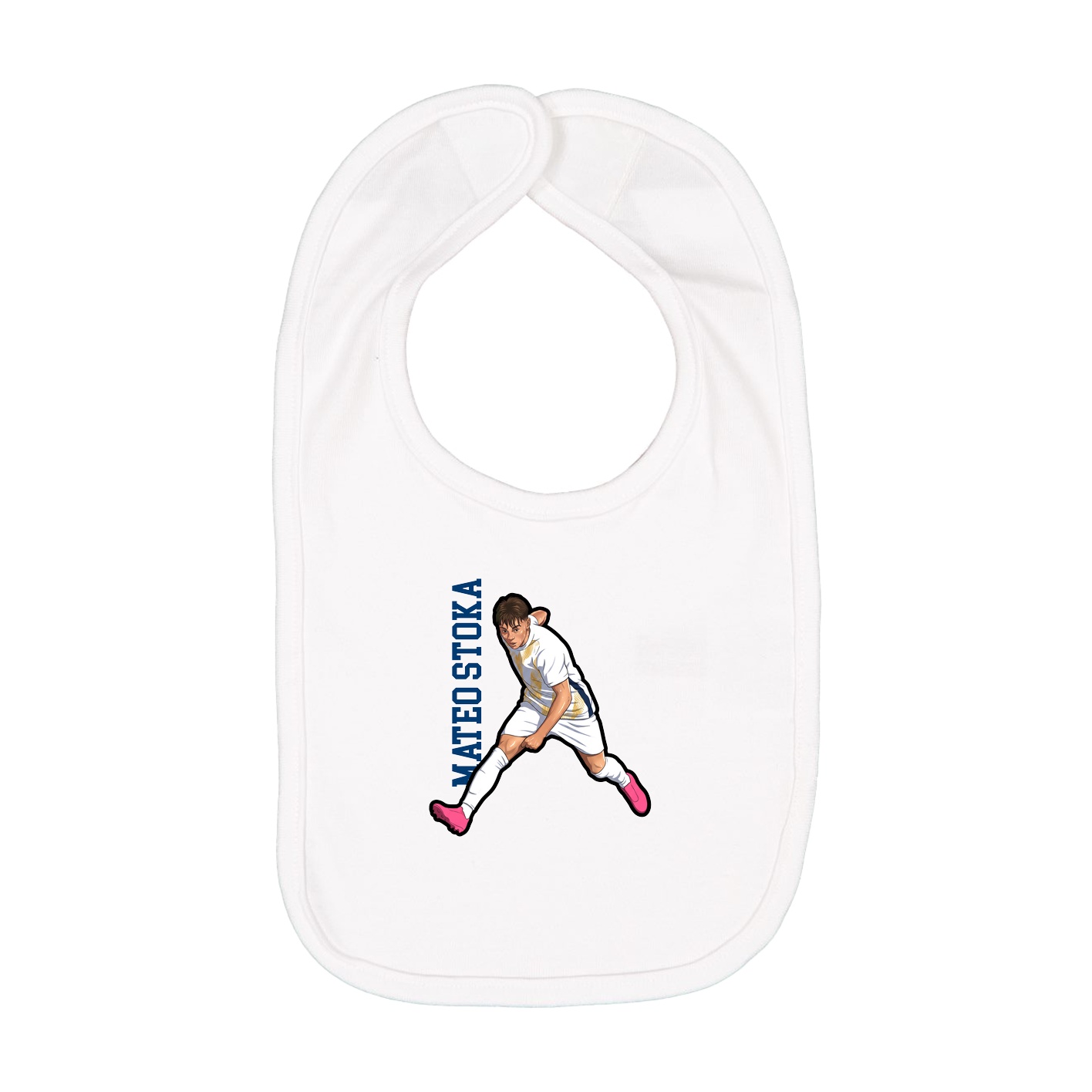 Infant Bib — Name Vertical in White