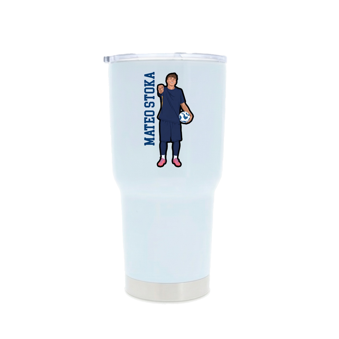 30oz Stainless Steel Tumbler — Name Vertical in White
