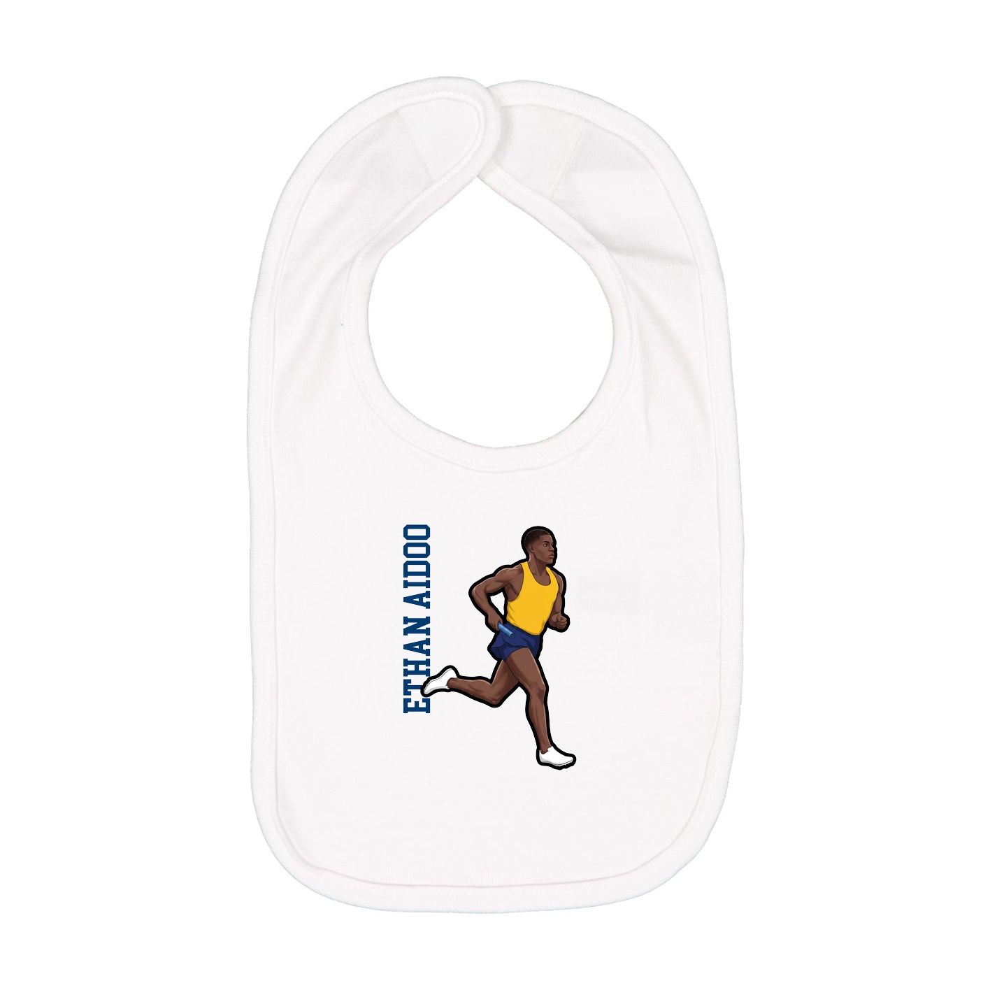 Infant Bib — Name Vertical in White