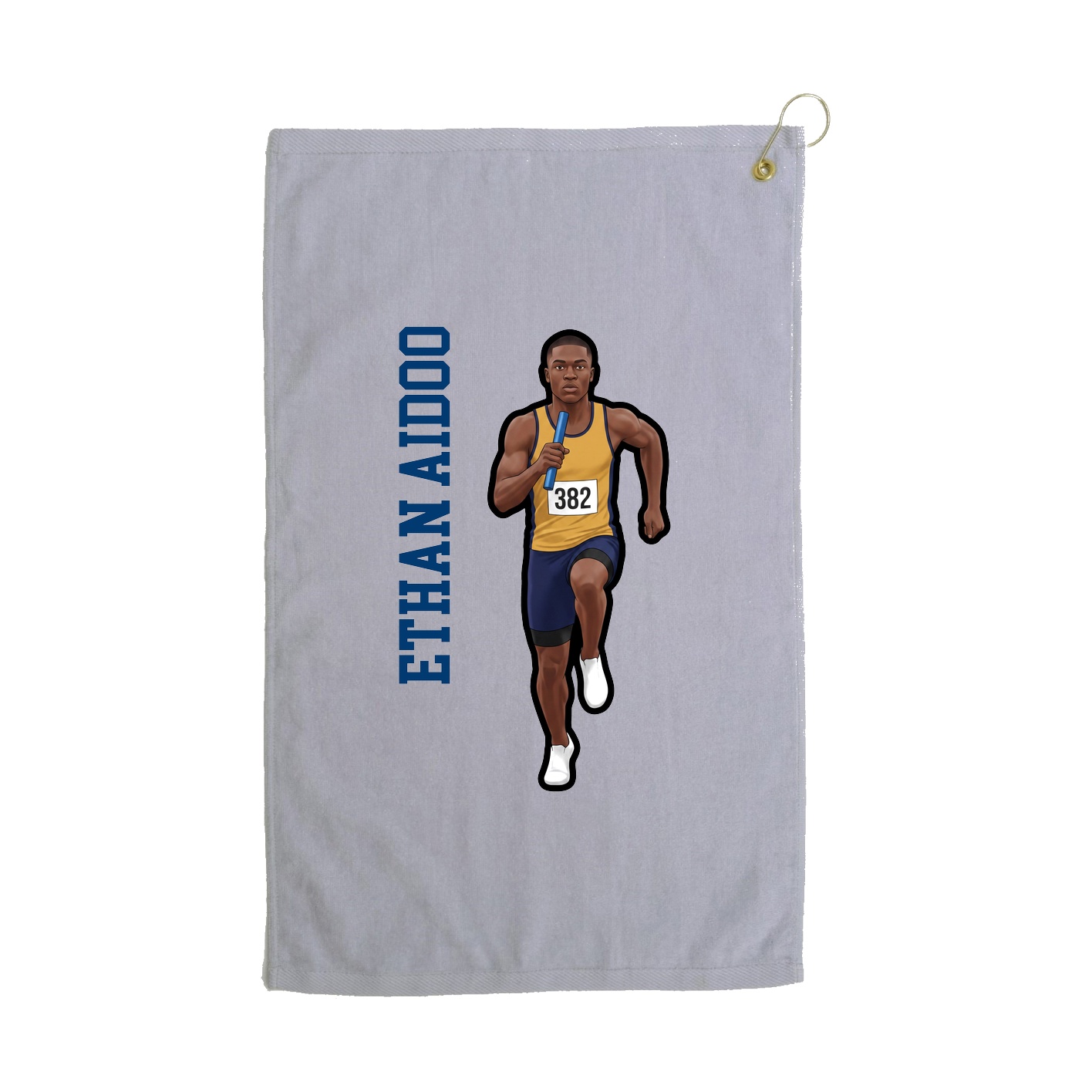 Golf Towel — Name Vertical in Grey