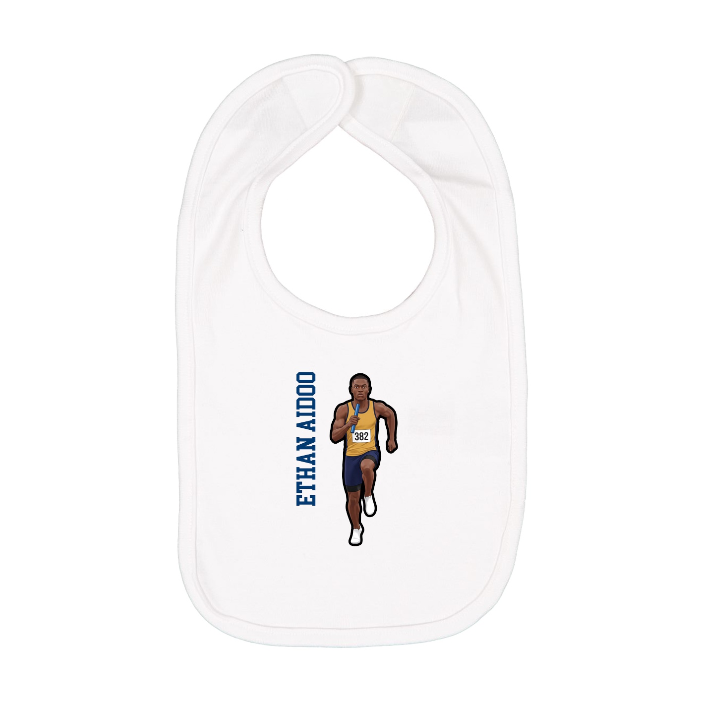 Infant Bib — Name Vertical in White