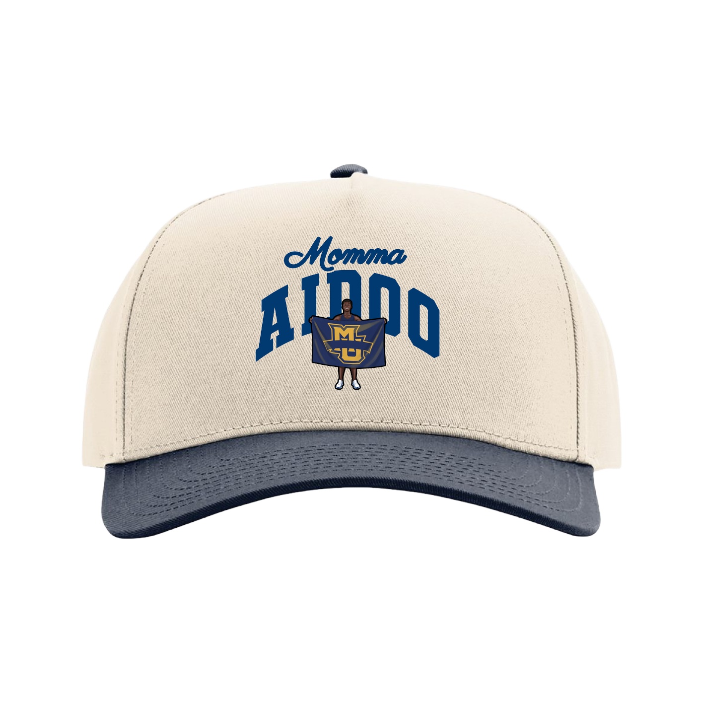 Full Fabric Five-Panel Champ Cap — Mothers Day Arch in Cream/Navy