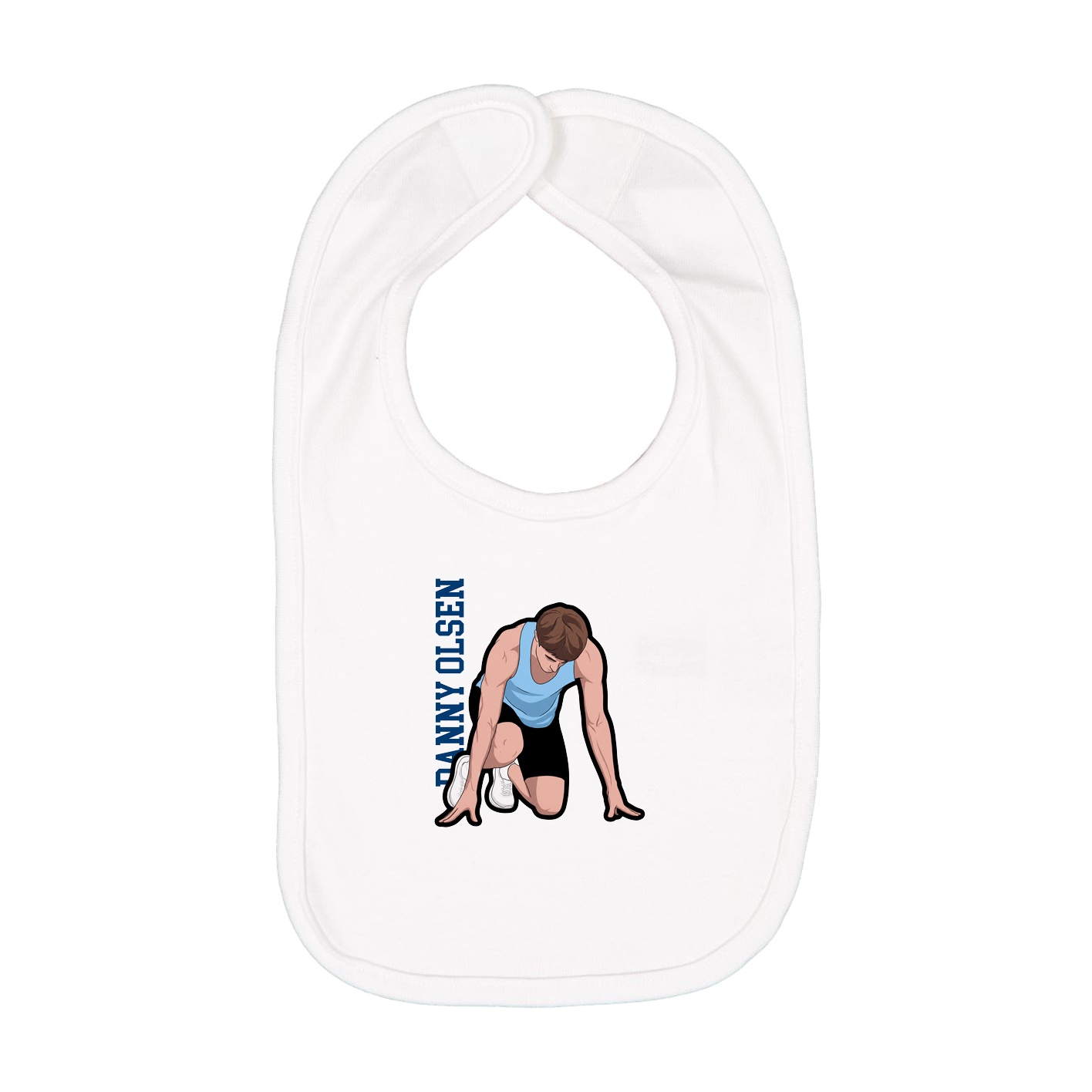 Infant Bib — Name Vertical in White