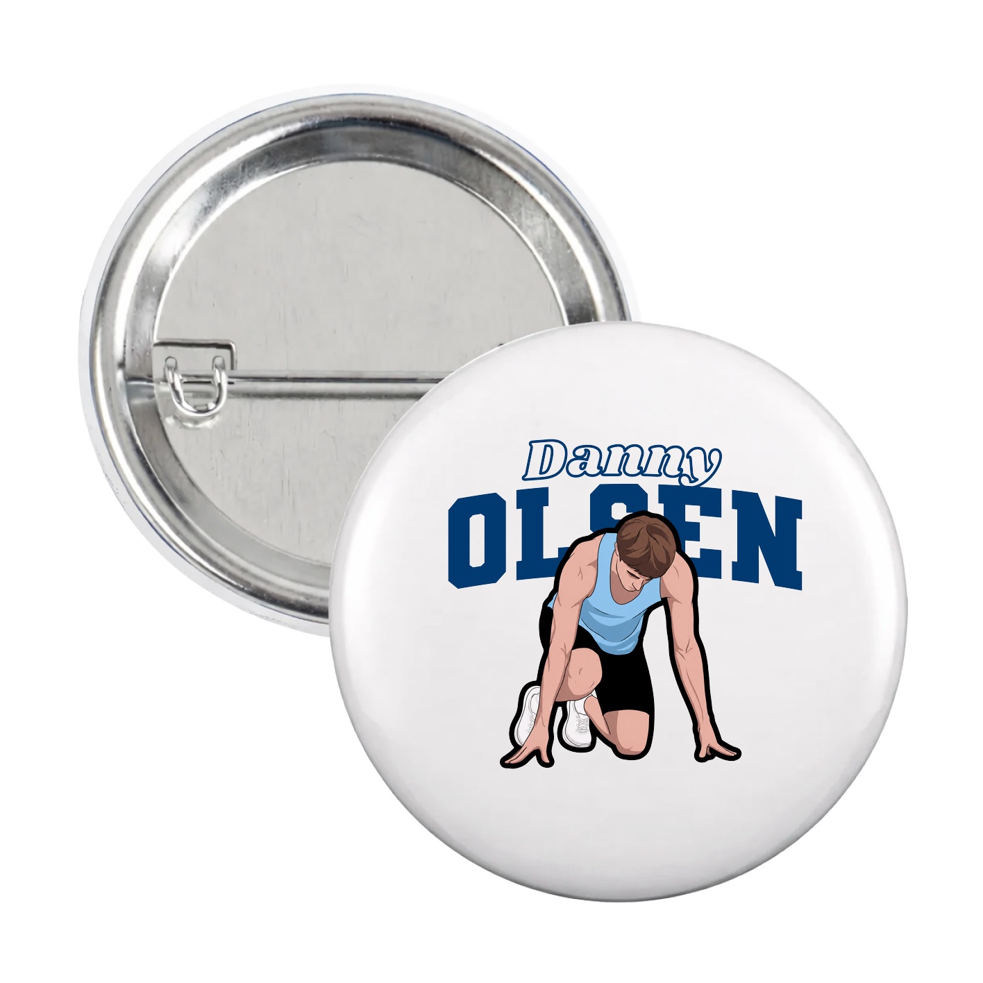 Game Day Button — Name Arch in White
