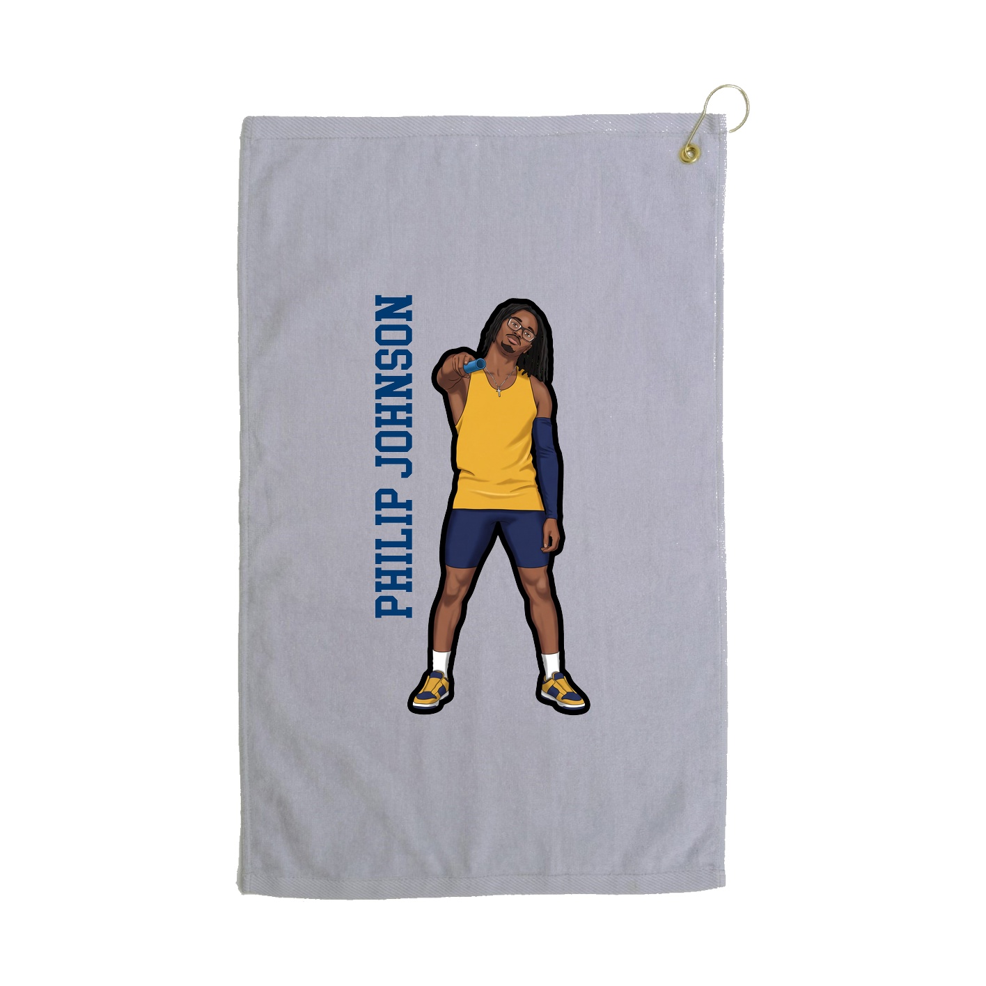 Golf Towel — Name Vertical in Grey