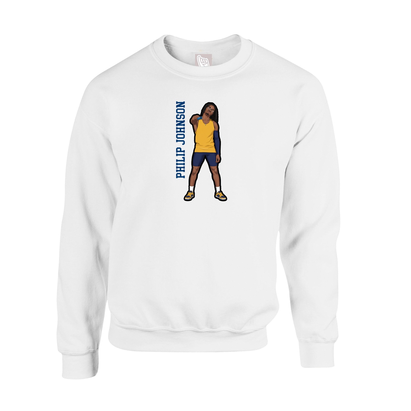 Fleece Crew — Name Vertical in White
