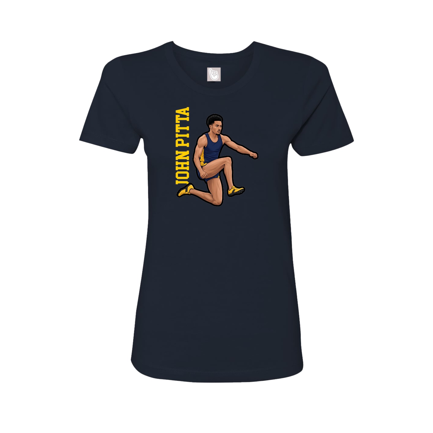 Fitted Women's Tee — Name Vertical in Navy