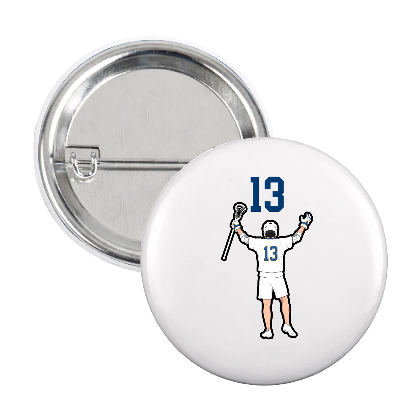 Game Day Button — Number Top in White