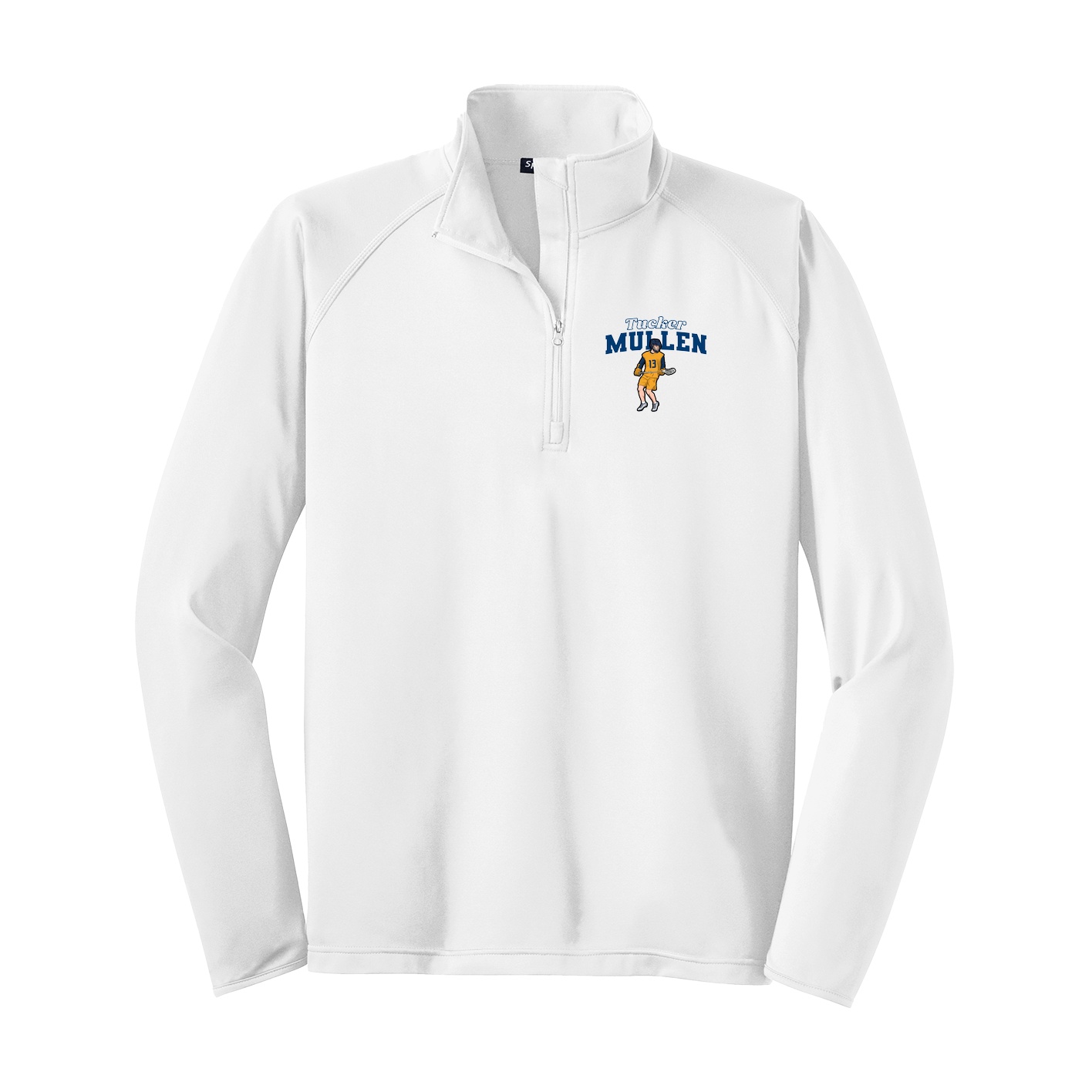 Q-Zip Pullover — Name Arch in White