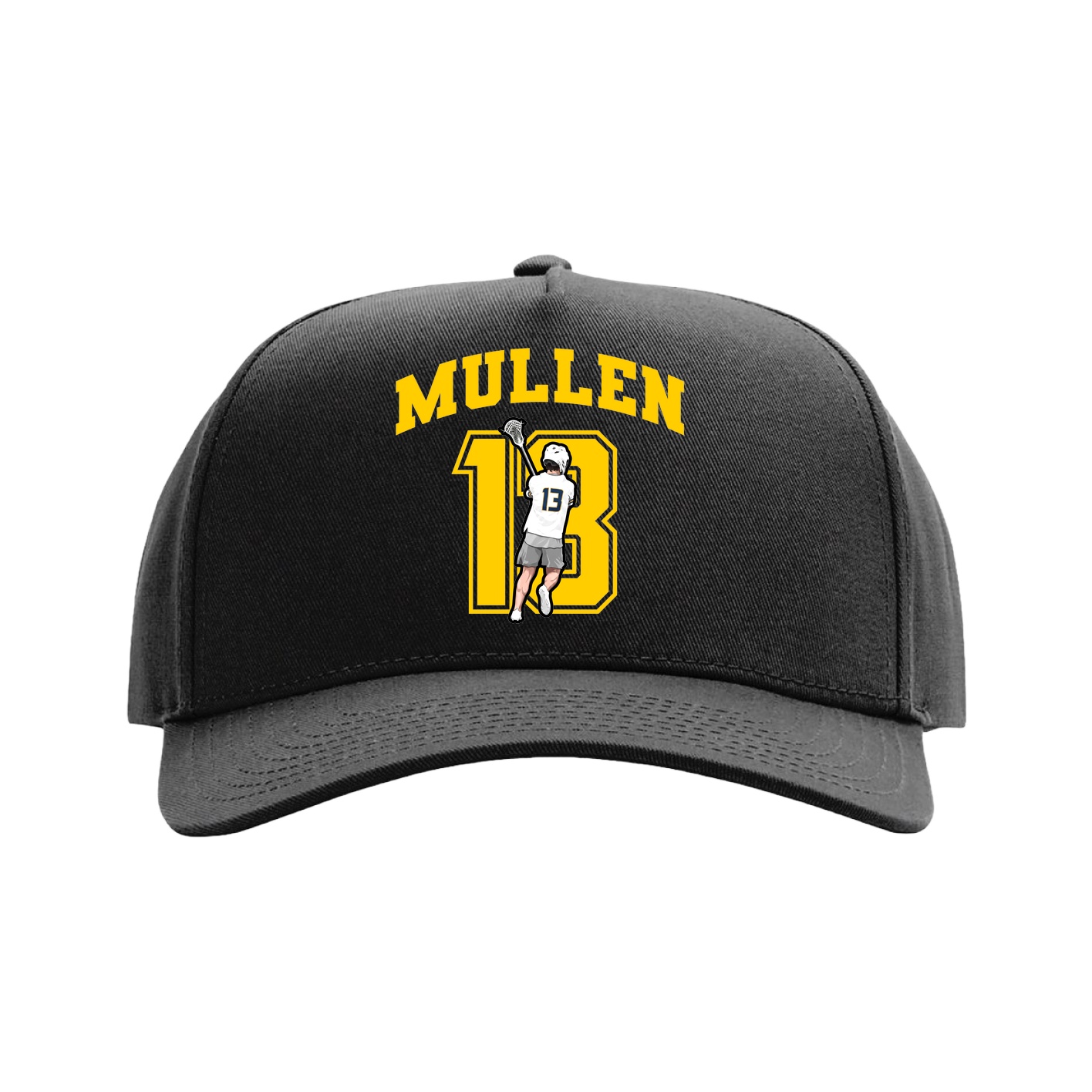 Full Fabric Five-Panel Champ Cap — Number in Black