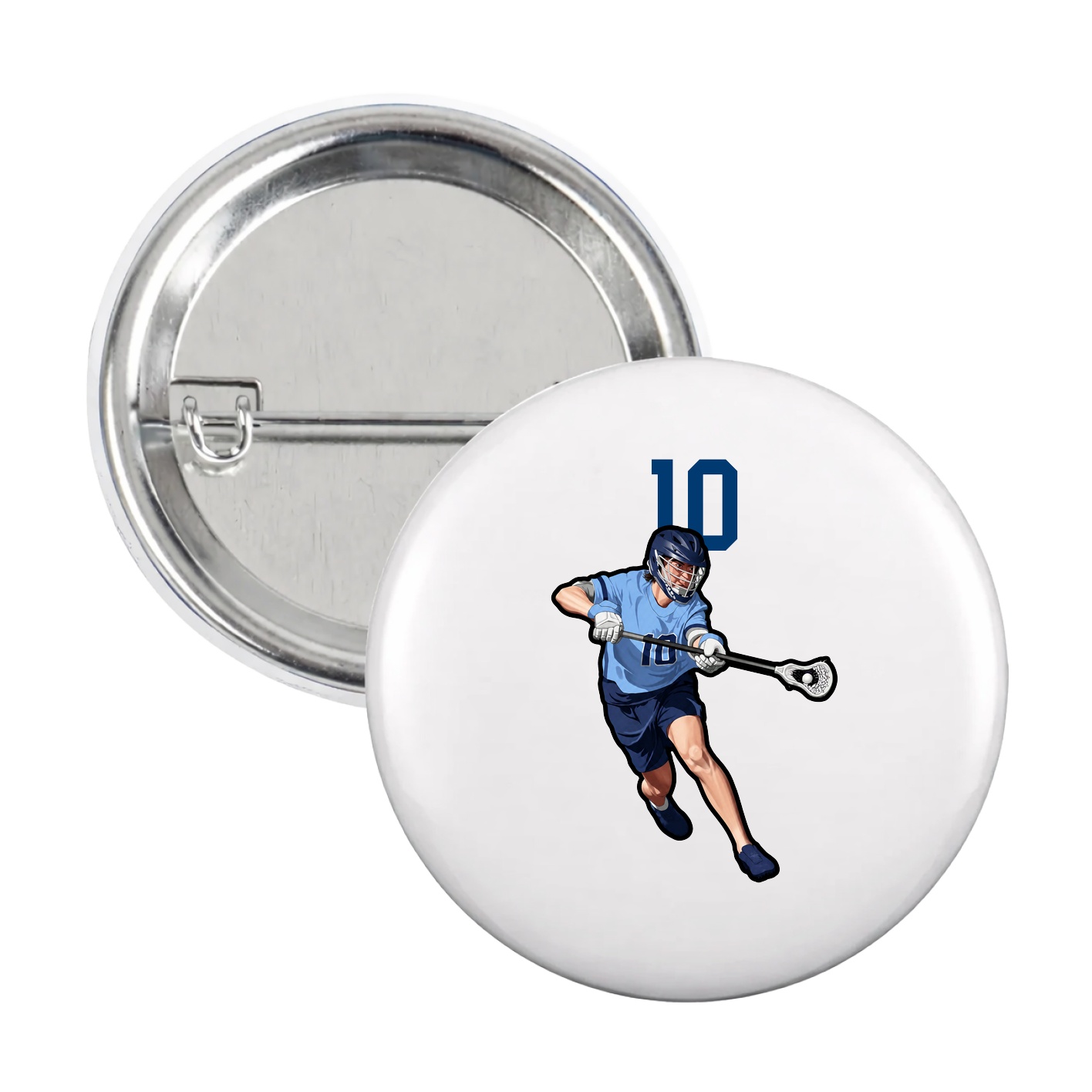 Game Day Button — Number Top in White