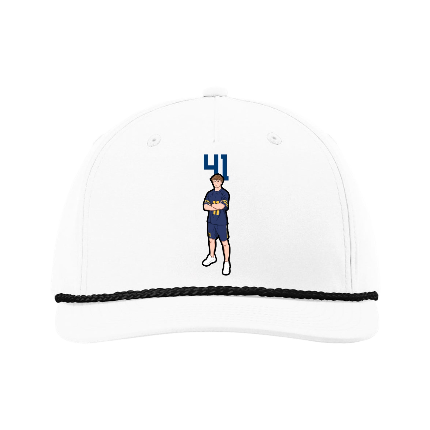 Five-Panel Classic Rope Cap — Number Top in White