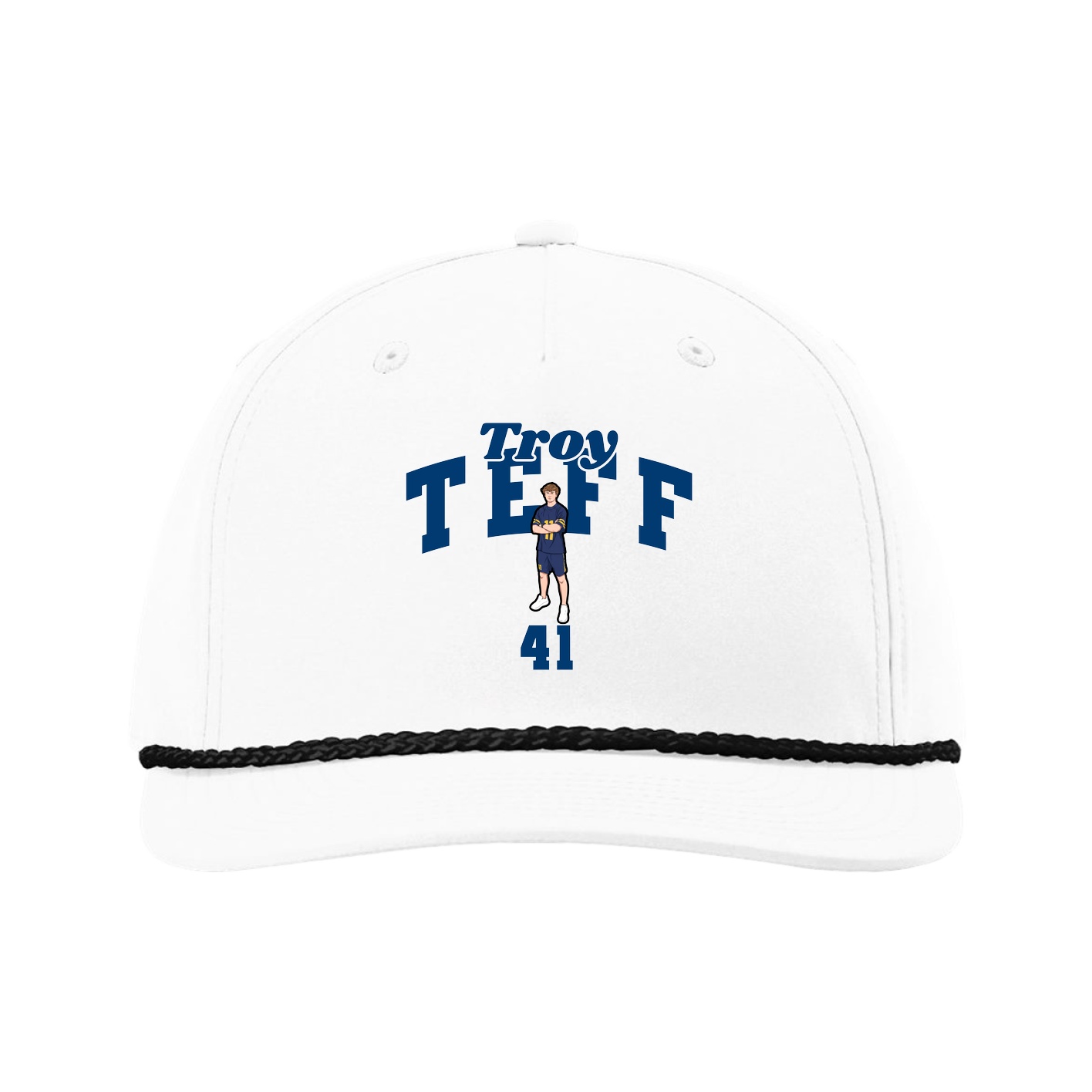 Five-Panel Classic Rope Cap — Signature Arch in White