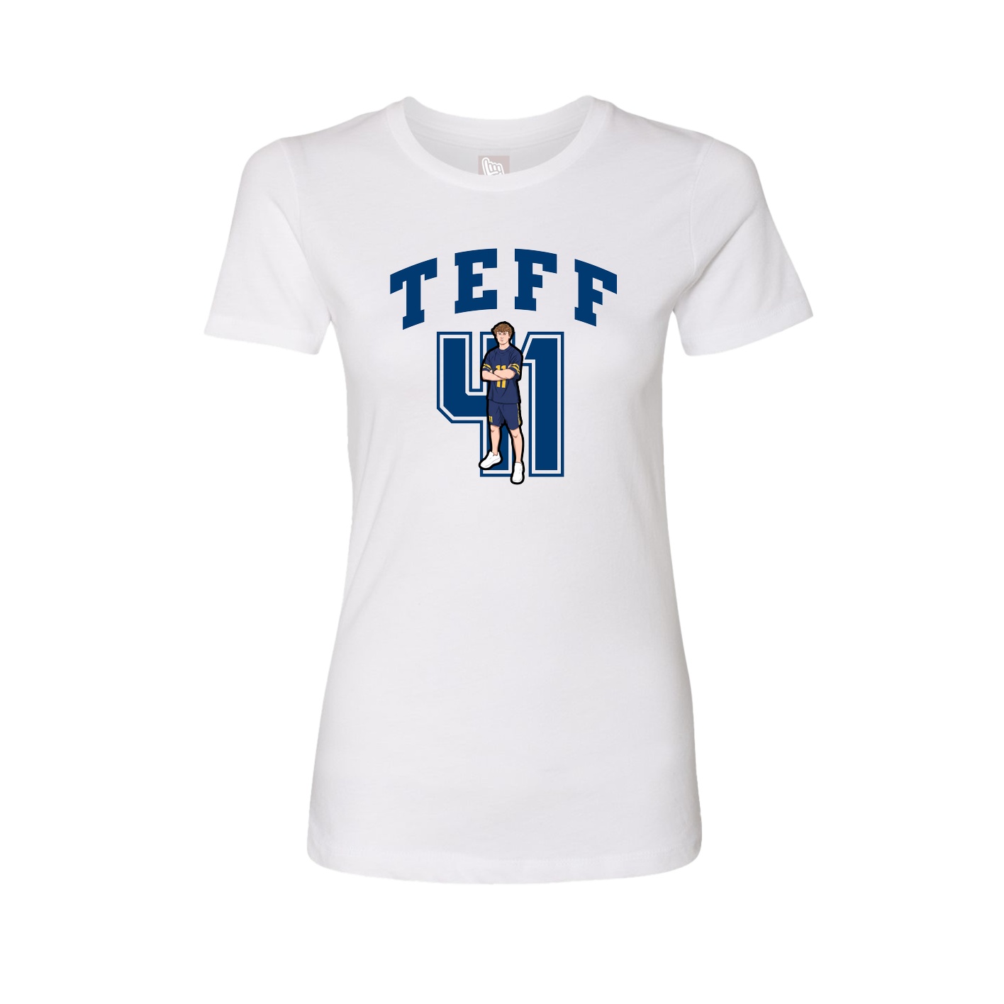 Fitted Women's Tee — Number in White
