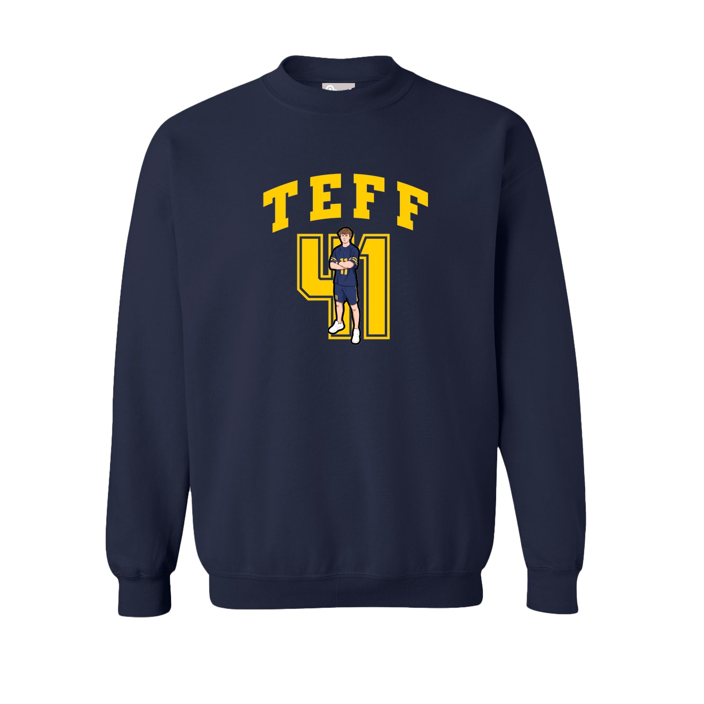Fleece Crew — Number in Navy