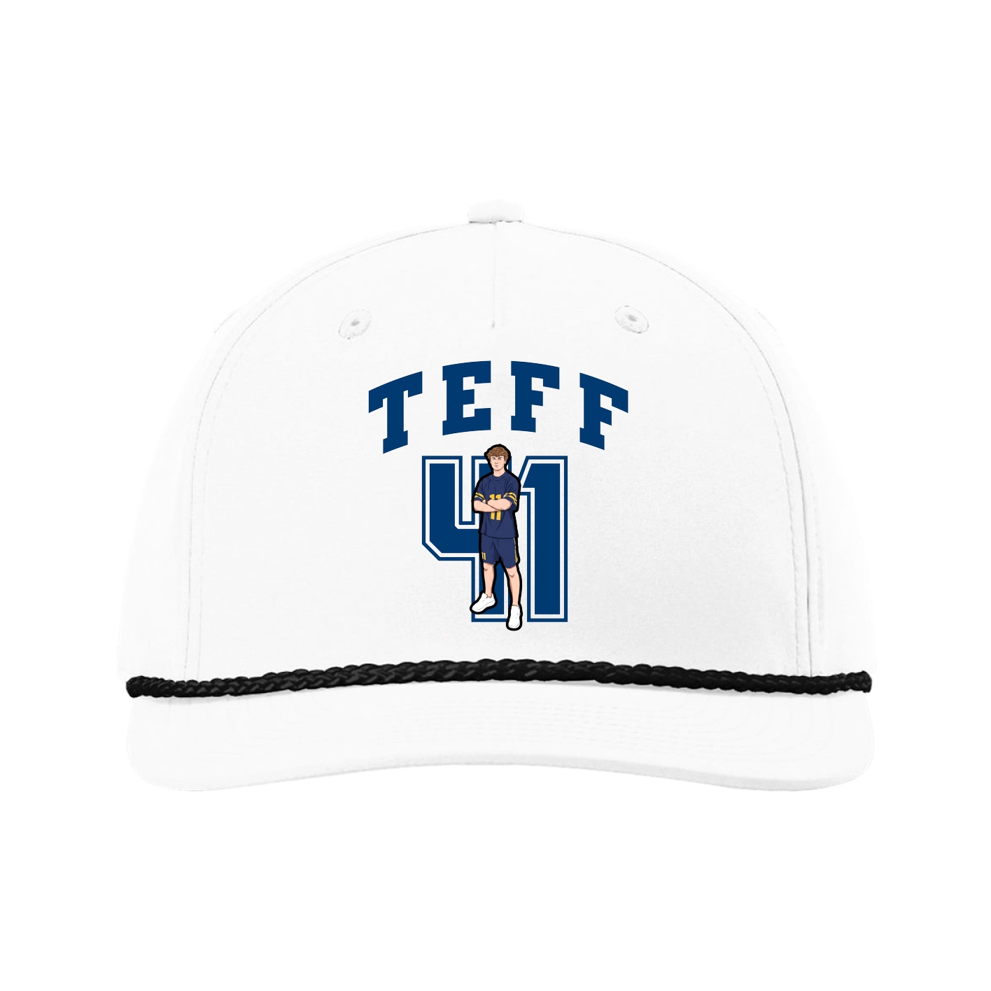 Five-Panel Classic Rope Cap — Number in White