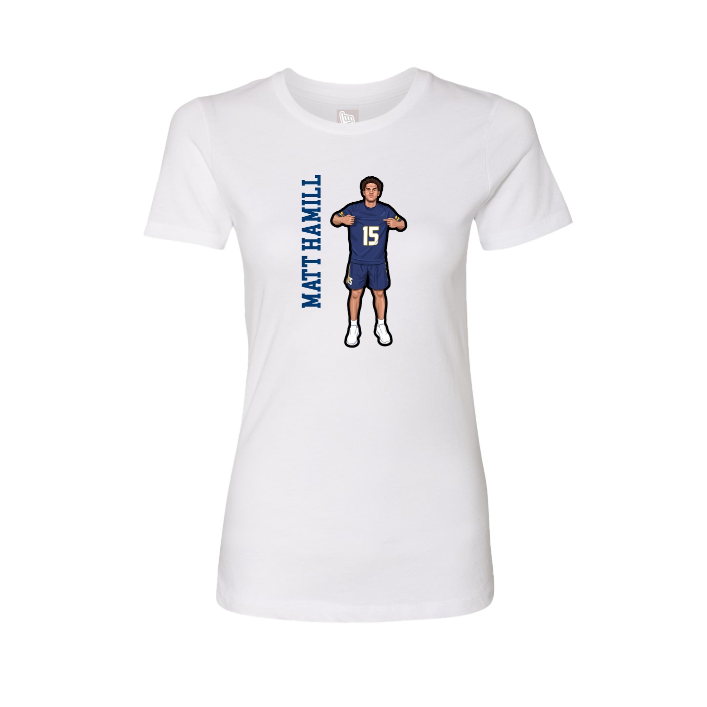 Fitted Women's Tee — Name Vertical in White