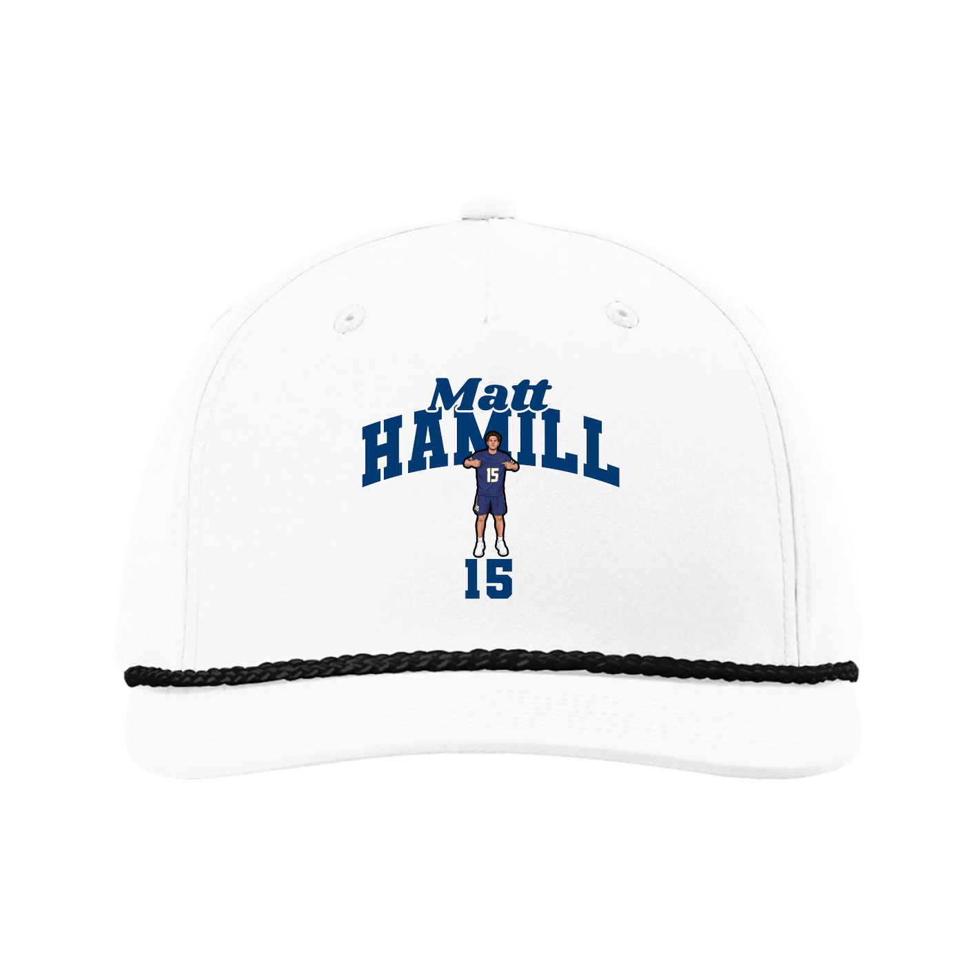 Five-Panel Classic Rope Cap — Signature Arch in White