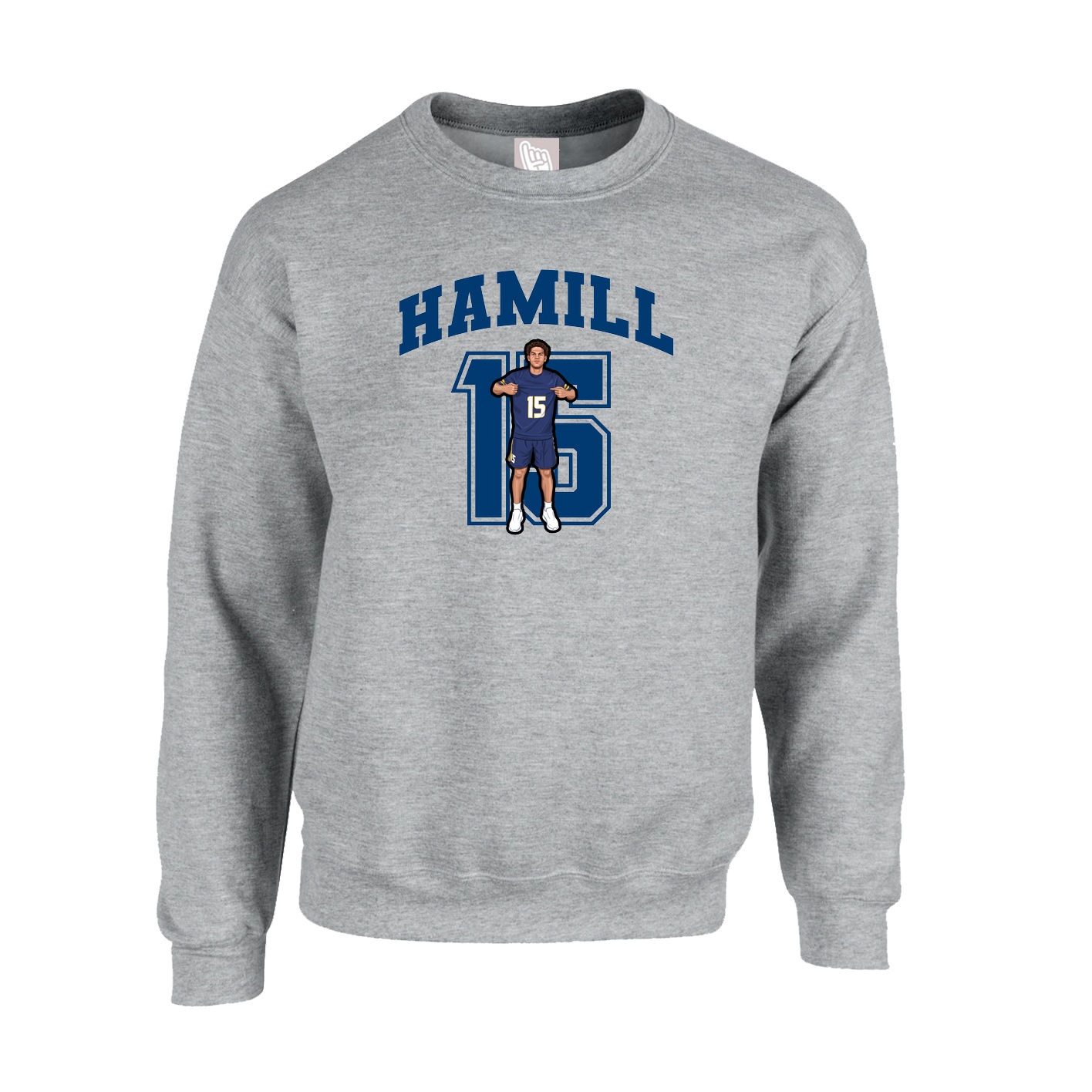 Fleece Crew — Number in Grey