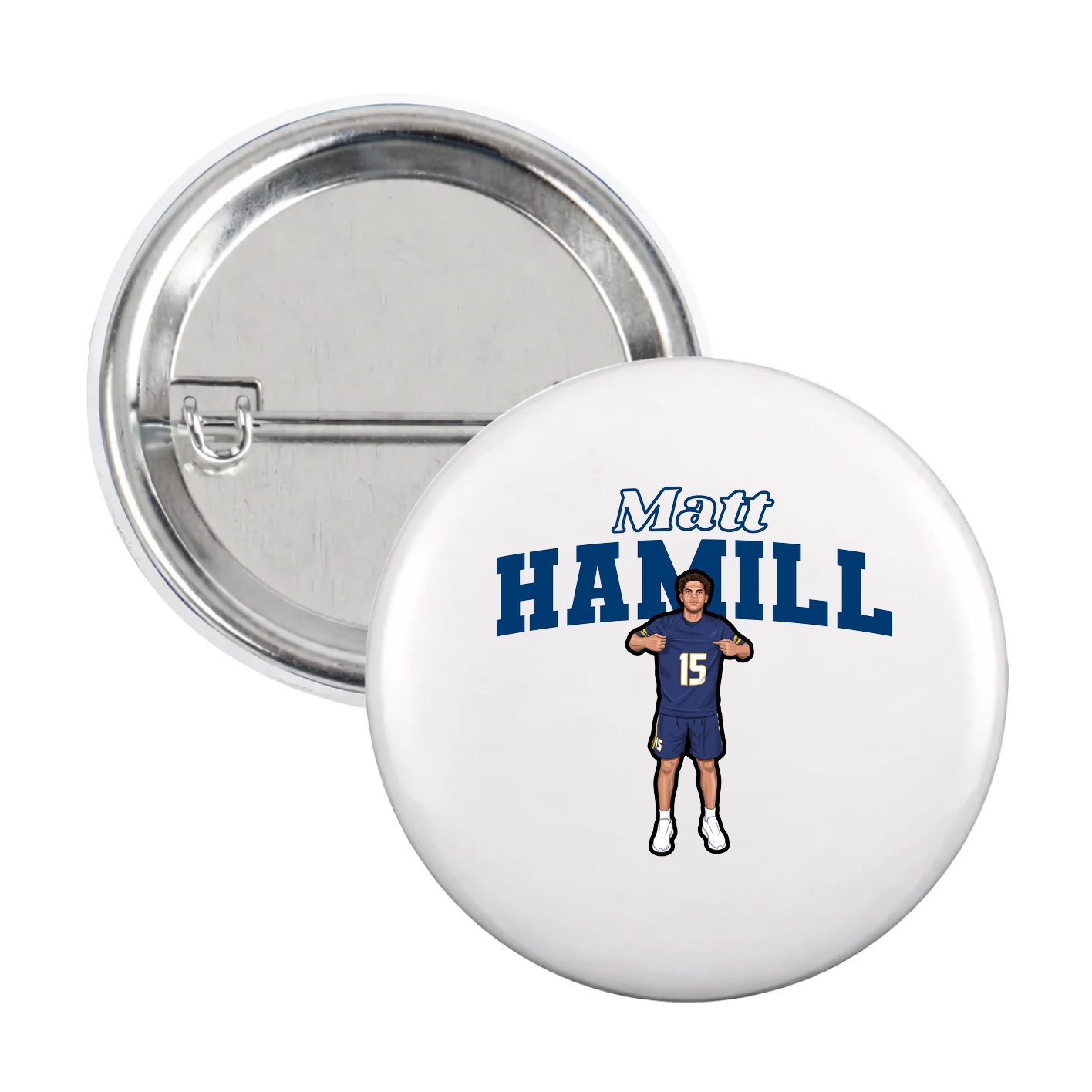Game Day Button — Name Arch in White