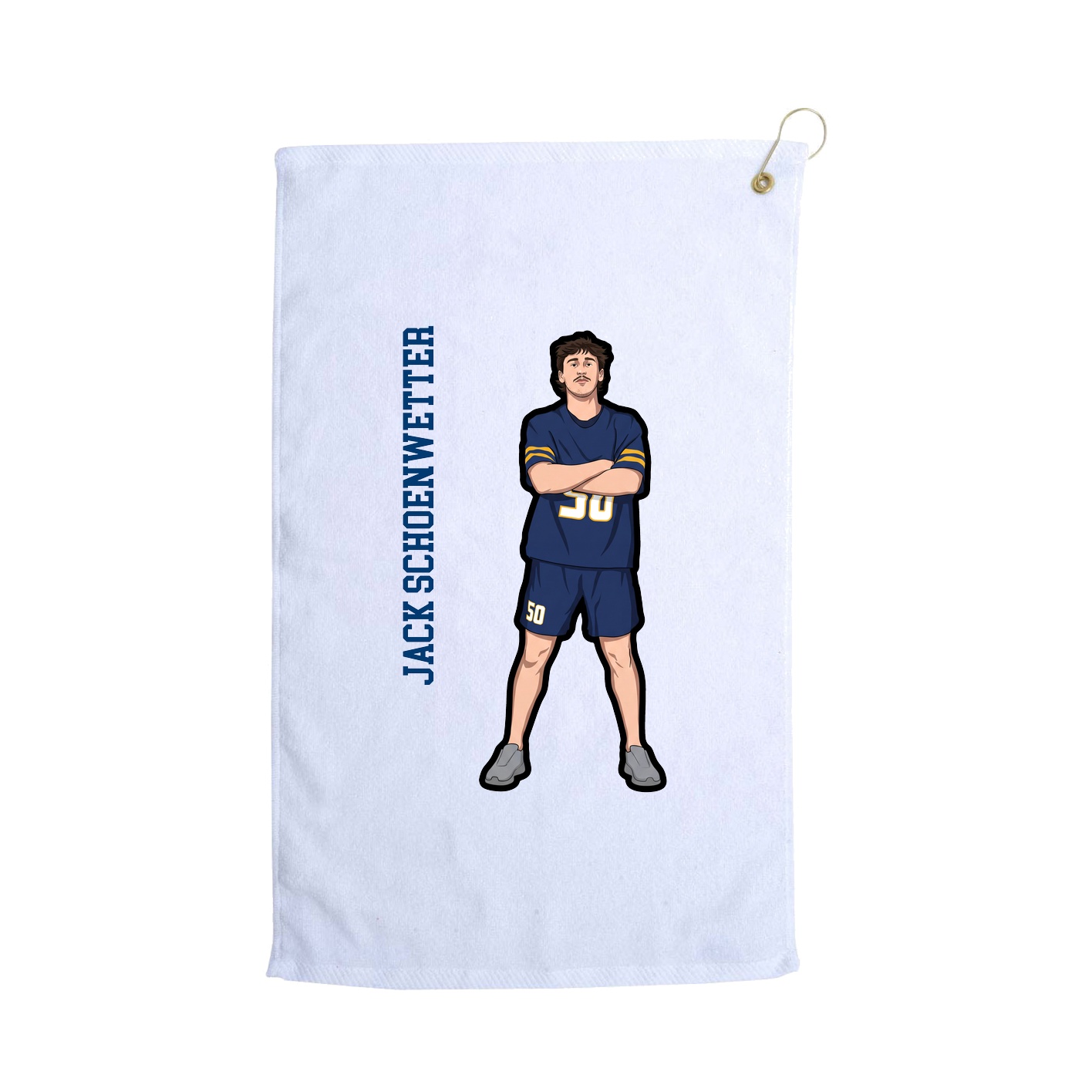Golf Towel — Name Vertical in White