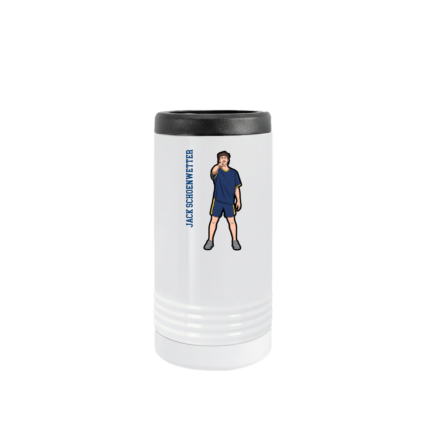 Slim Beverage Holder — Name Vertical in White