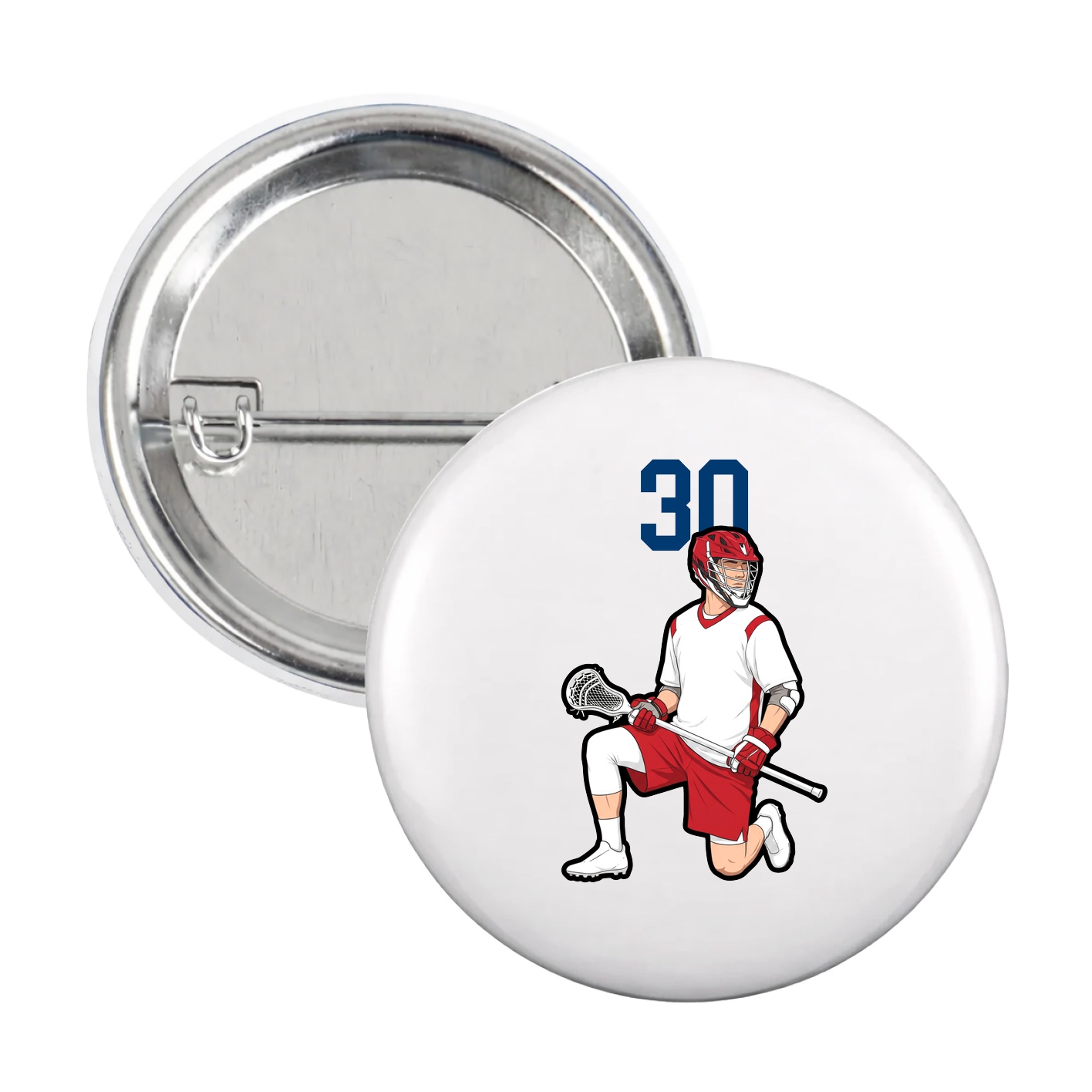 Game Day Button — Number Top in White