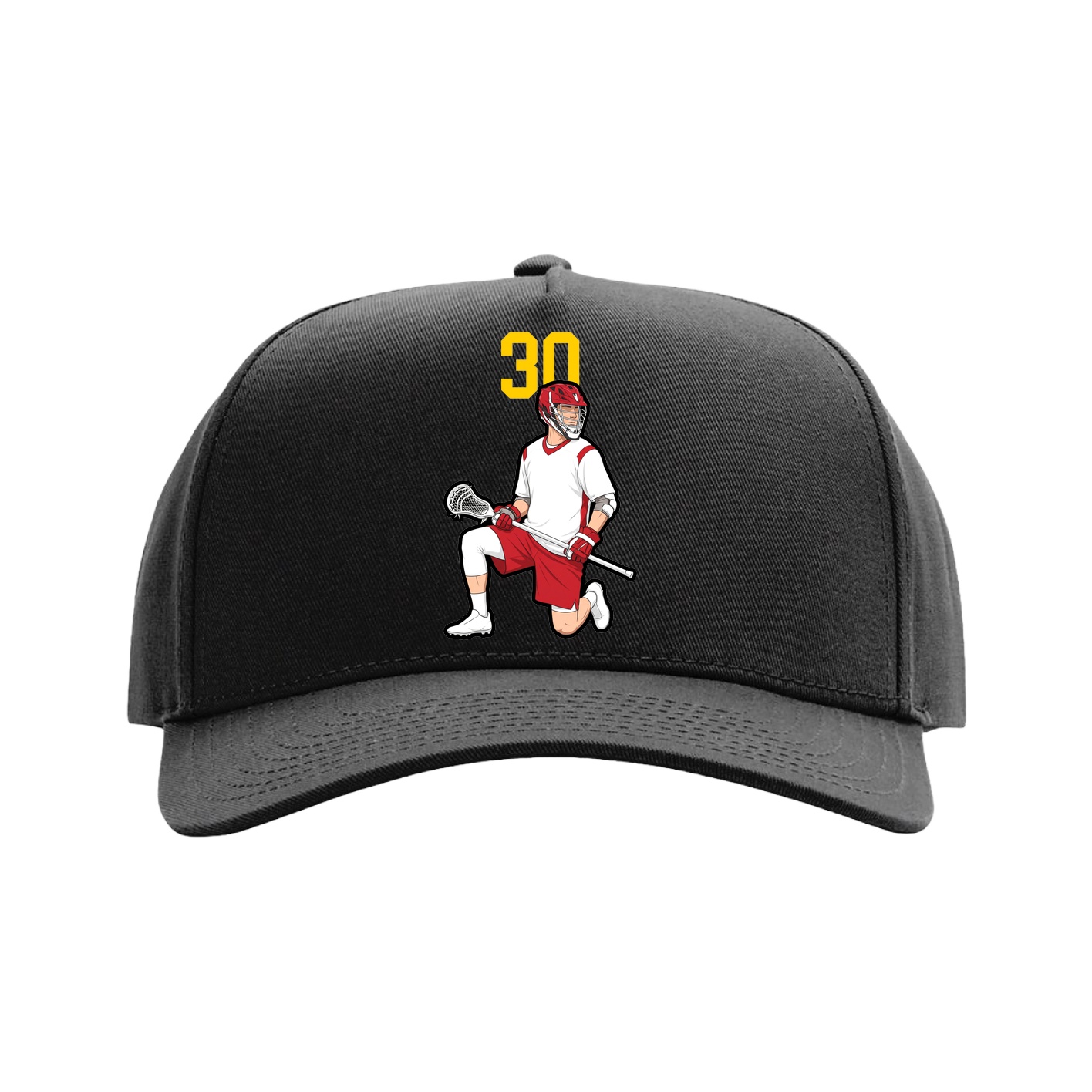 Full Fabric Five-Panel Champ Cap — Number Top in Black