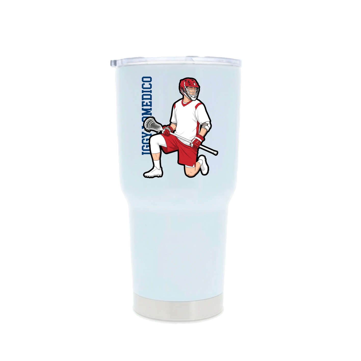 30oz Stainless Steel Tumbler — Name Vertical in White