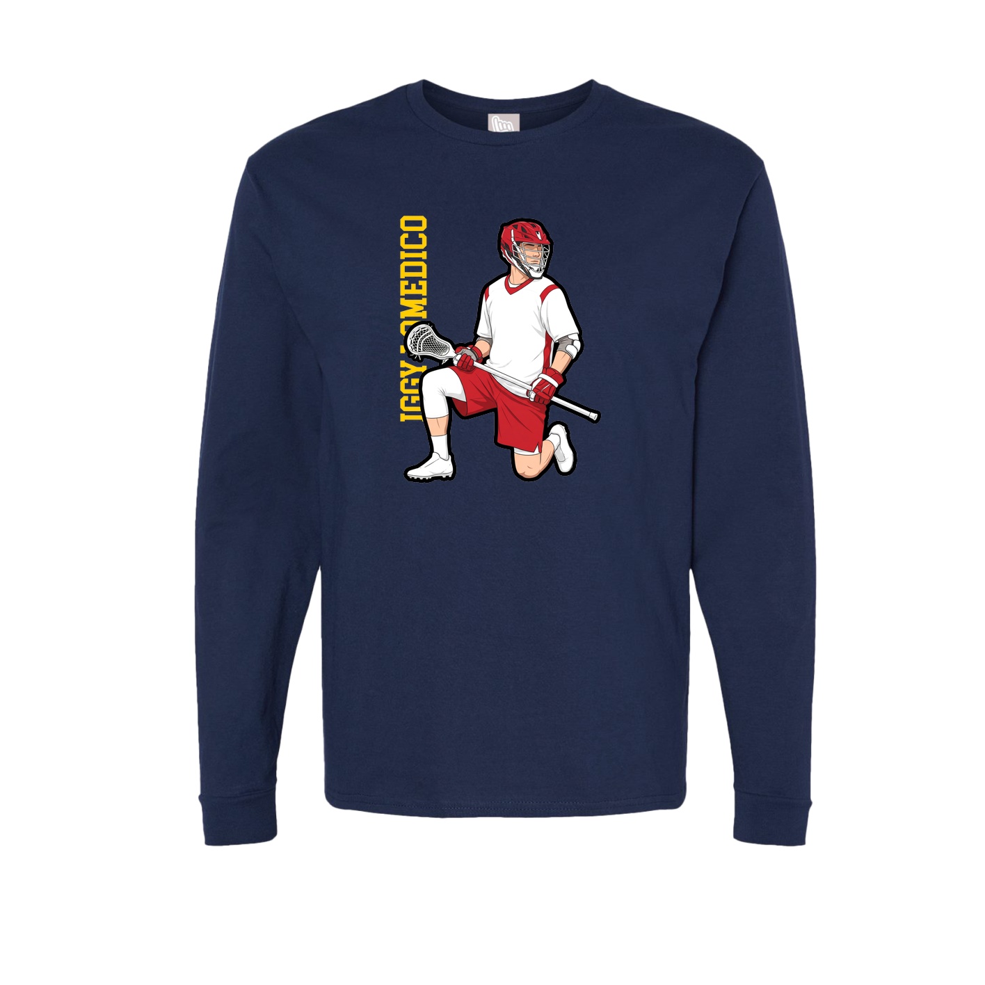 Long Sleeve Tee — Name Vertical in Navy