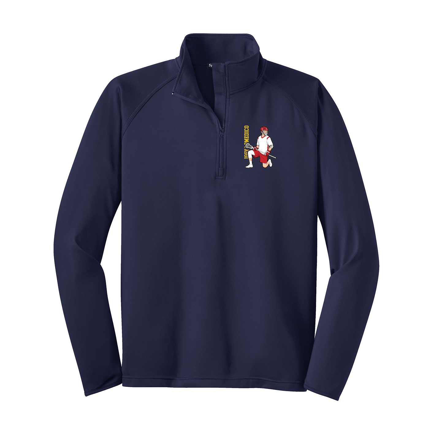 Q-Zip Pullover — Name Vertical in Navy