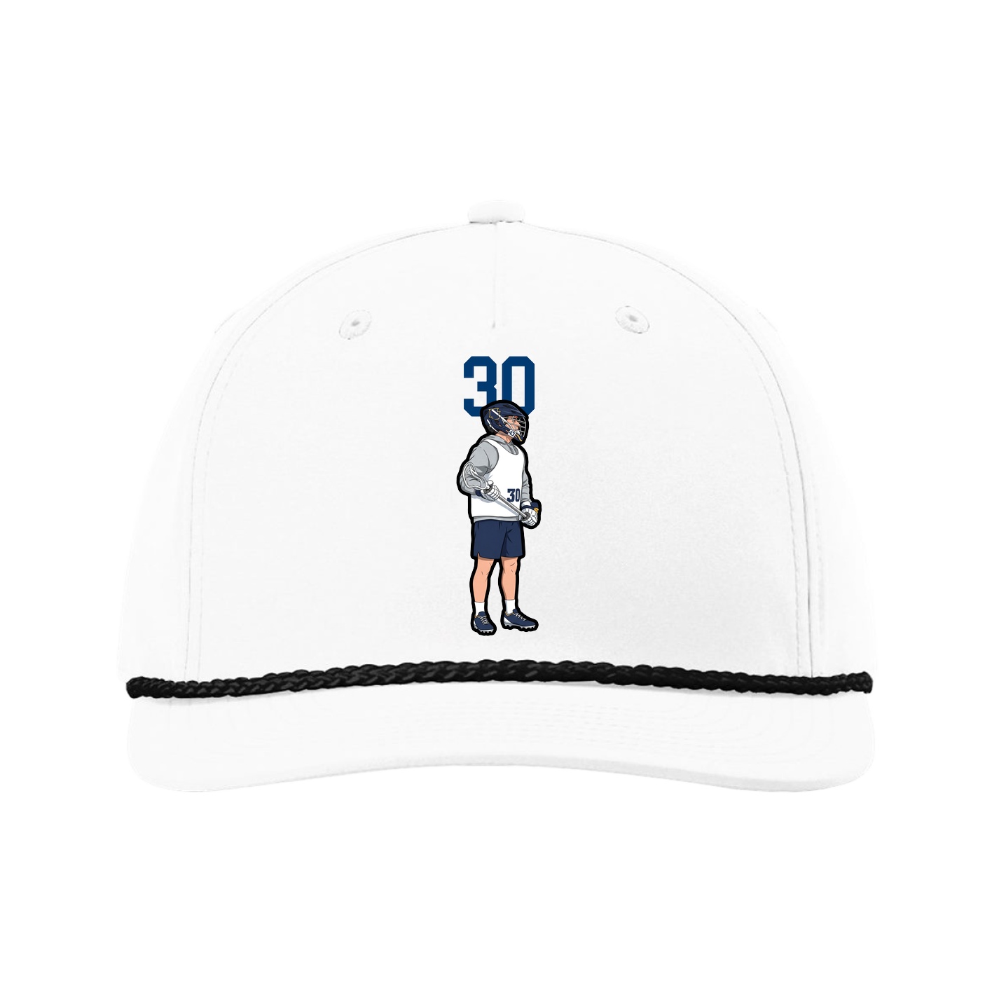 Five-Panel Classic Rope Cap — Number Top in White