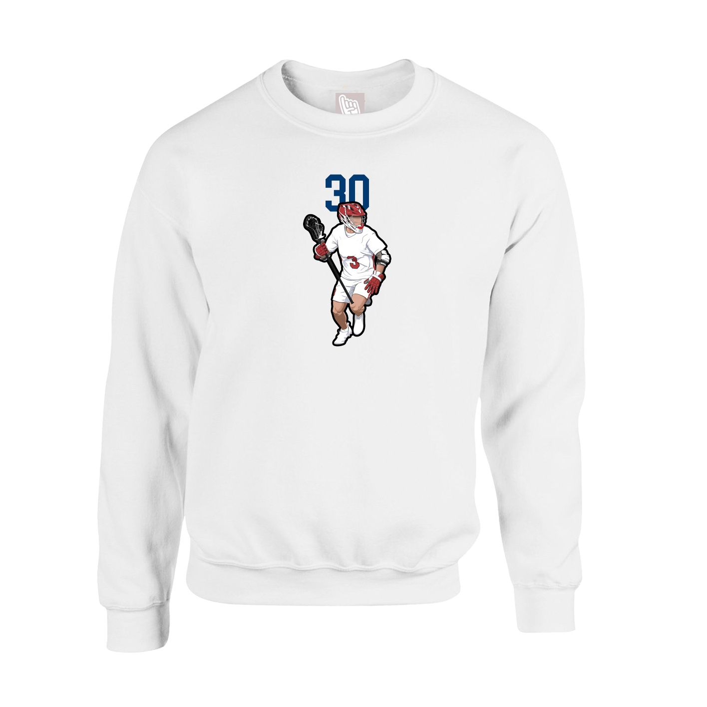 Fleece Crew — Number Top in White