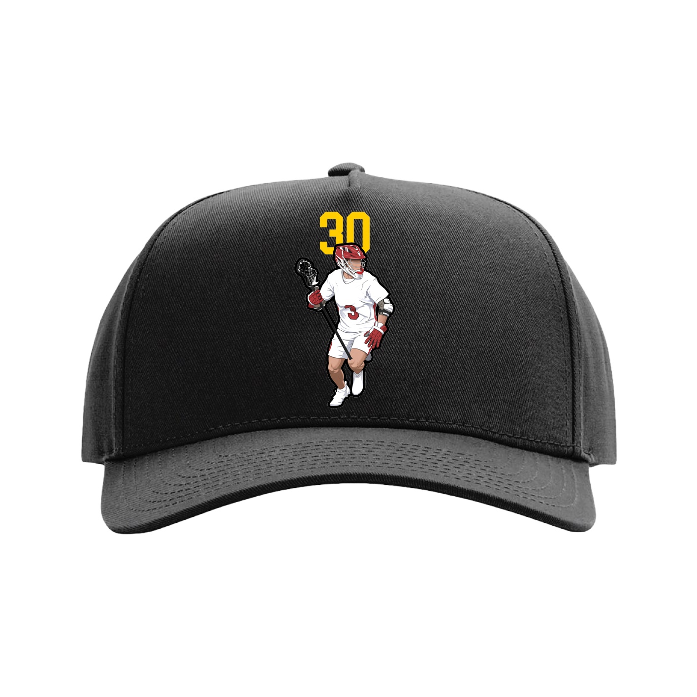 Full Fabric Five-Panel Champ Cap — Number Top in Black