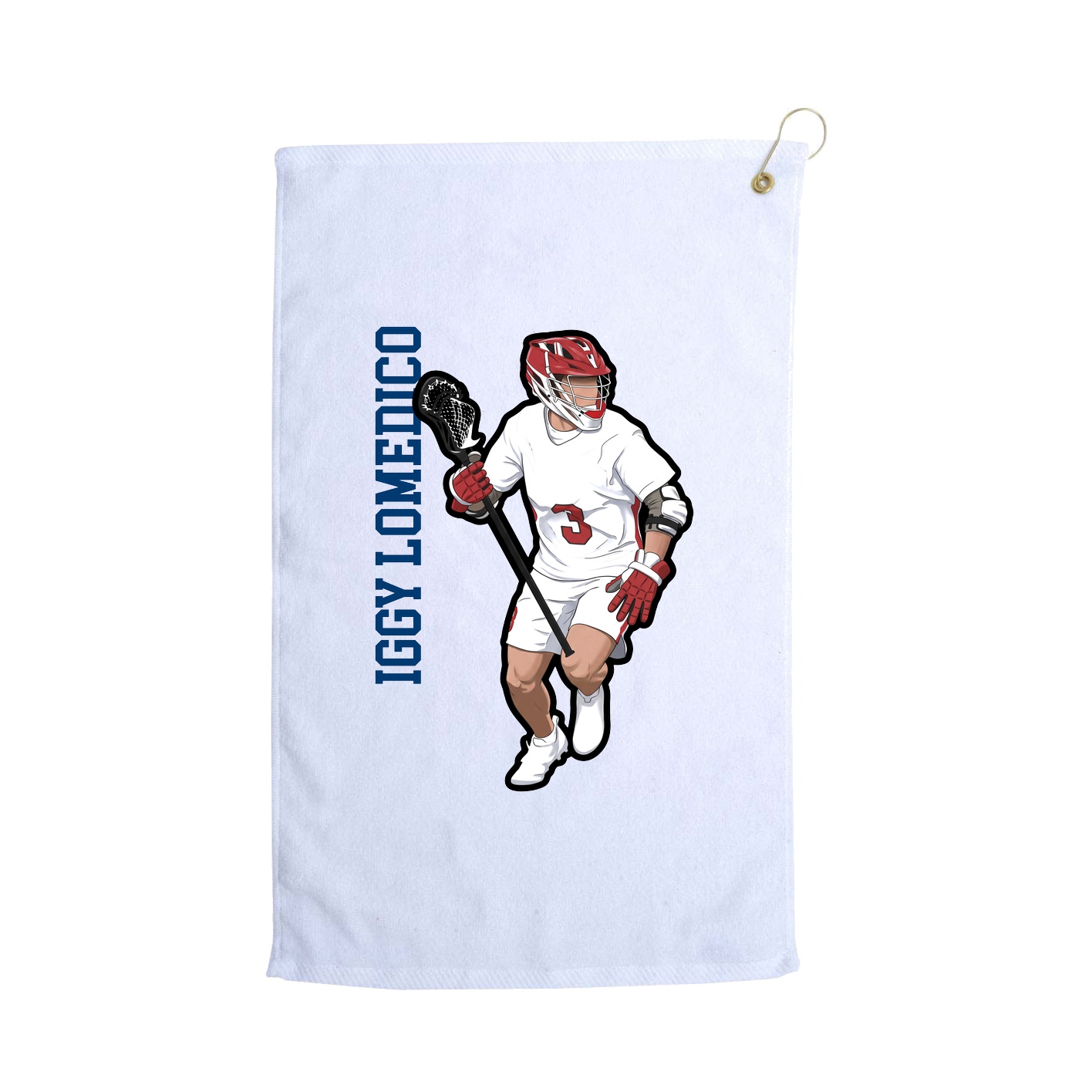 Golf Towel — Name Vertical in White