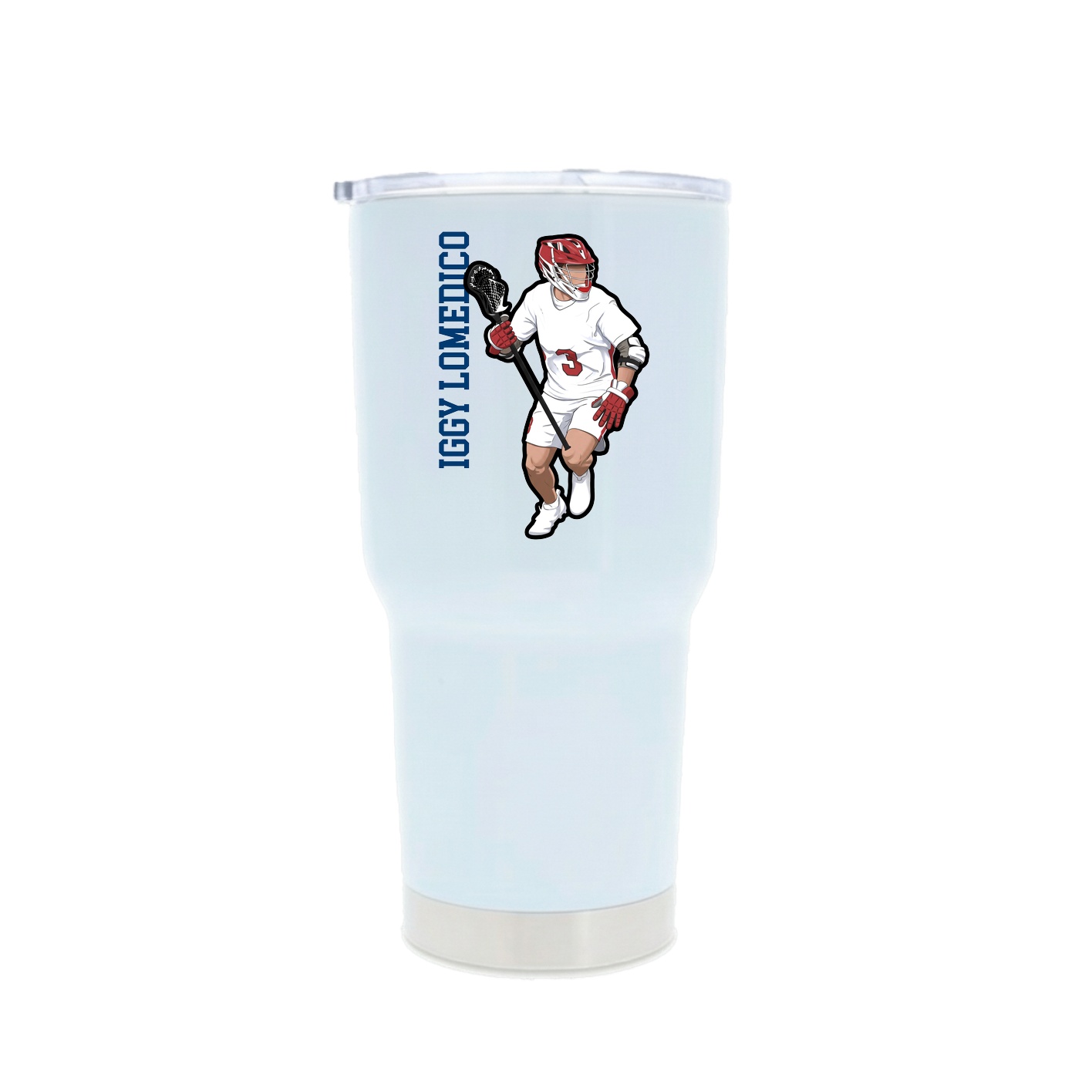 30oz Stainless Steel Tumbler — Name Vertical in White