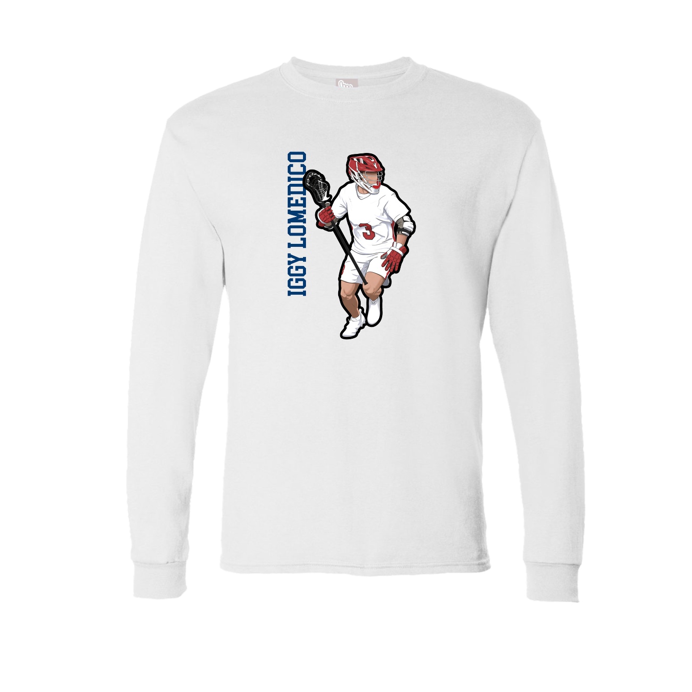 Long Sleeve Tee — Name Vertical in White