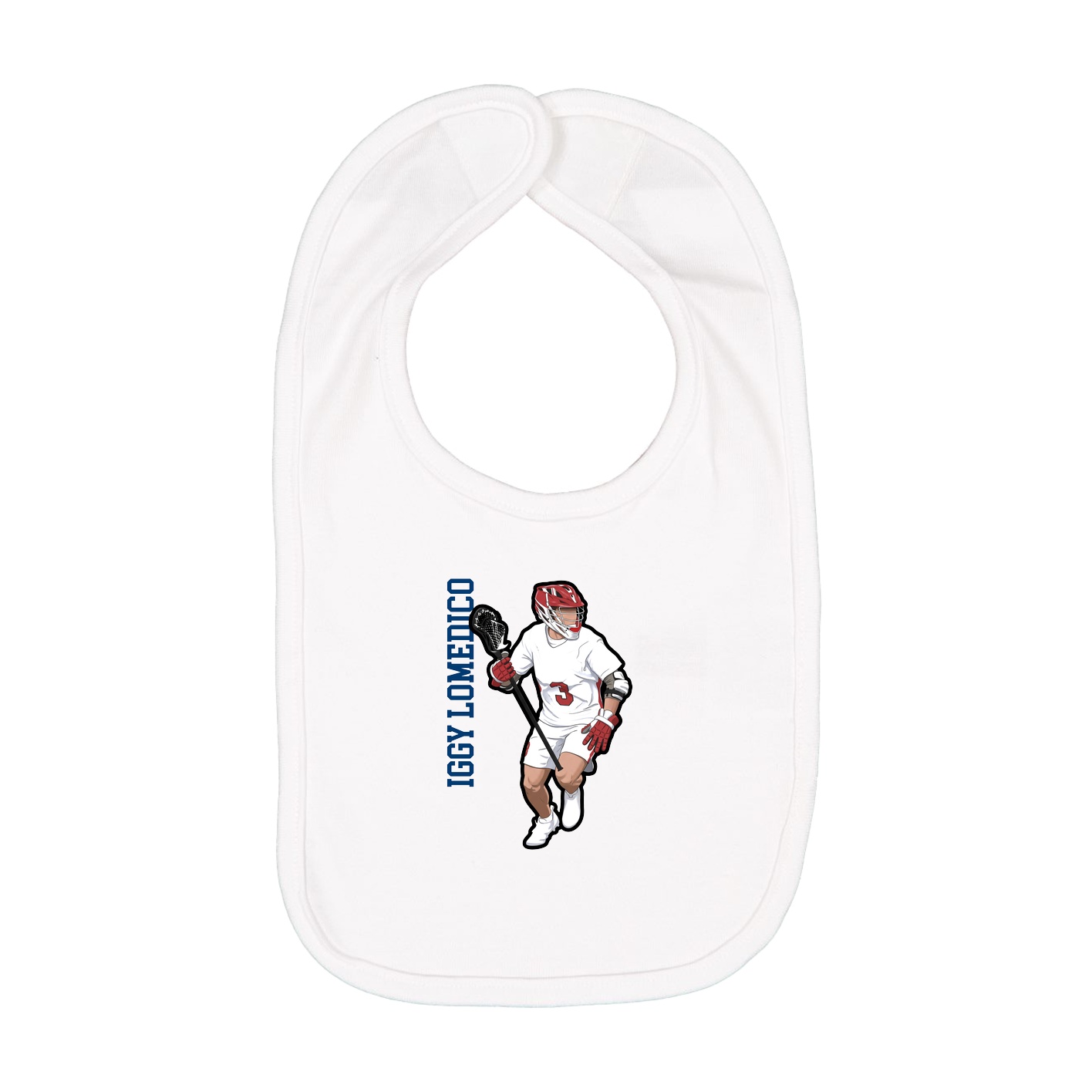 Infant Bib — Name Vertical in White