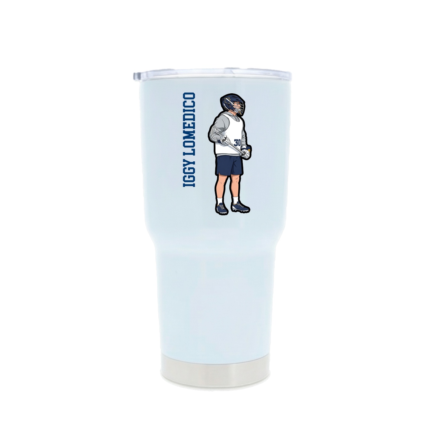 30oz Stainless Steel Tumbler — Name Vertical in White