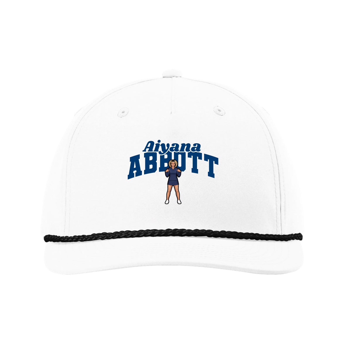 Five-Panel Classic Rope Cap — Signature Arch in White