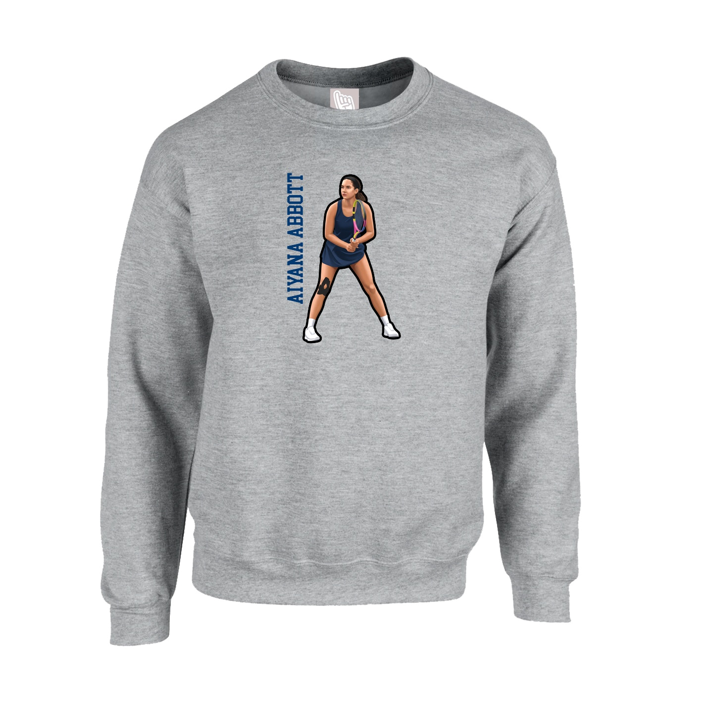Fleece Crew — Name Vertical in Grey