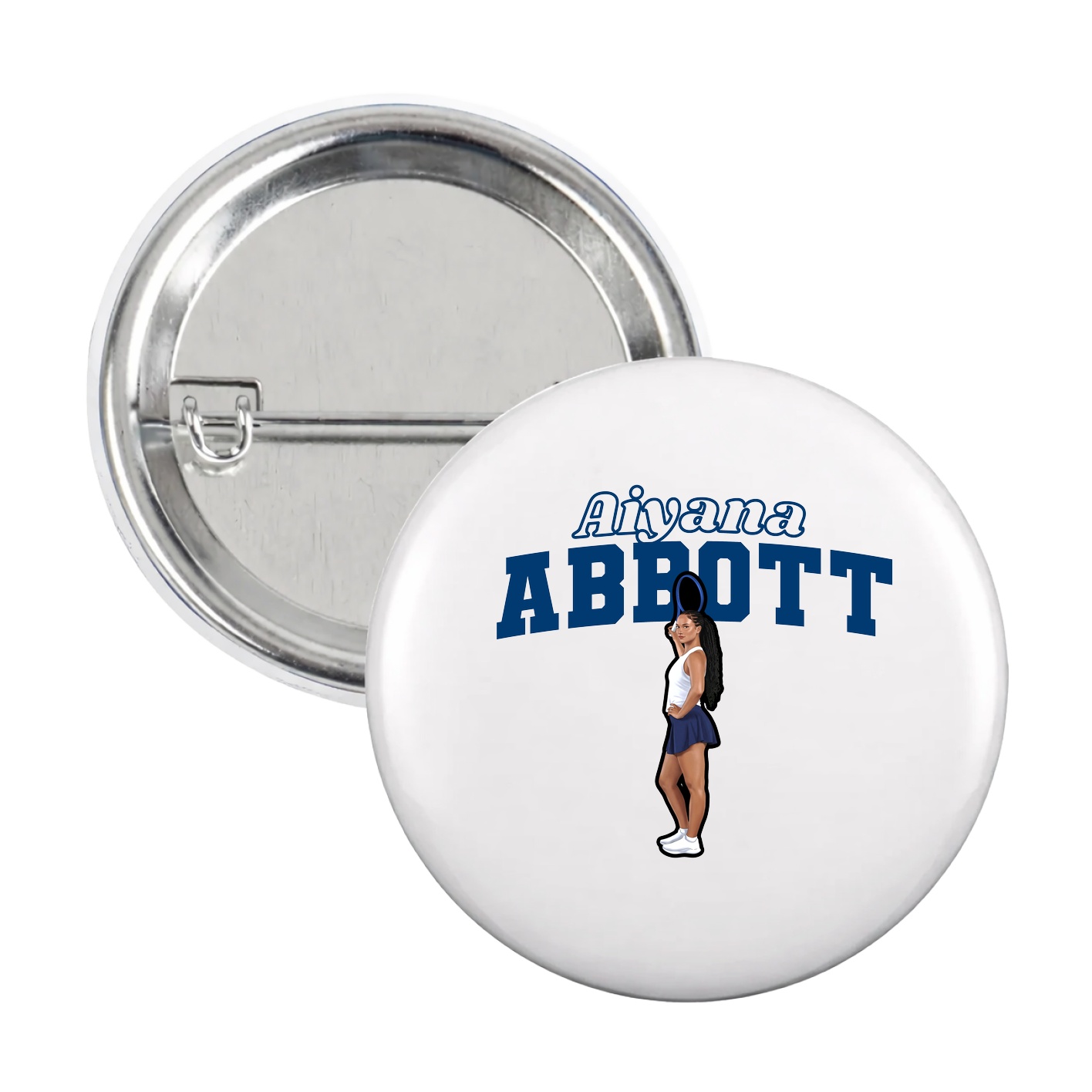 Game Day Button — Name Arch in White