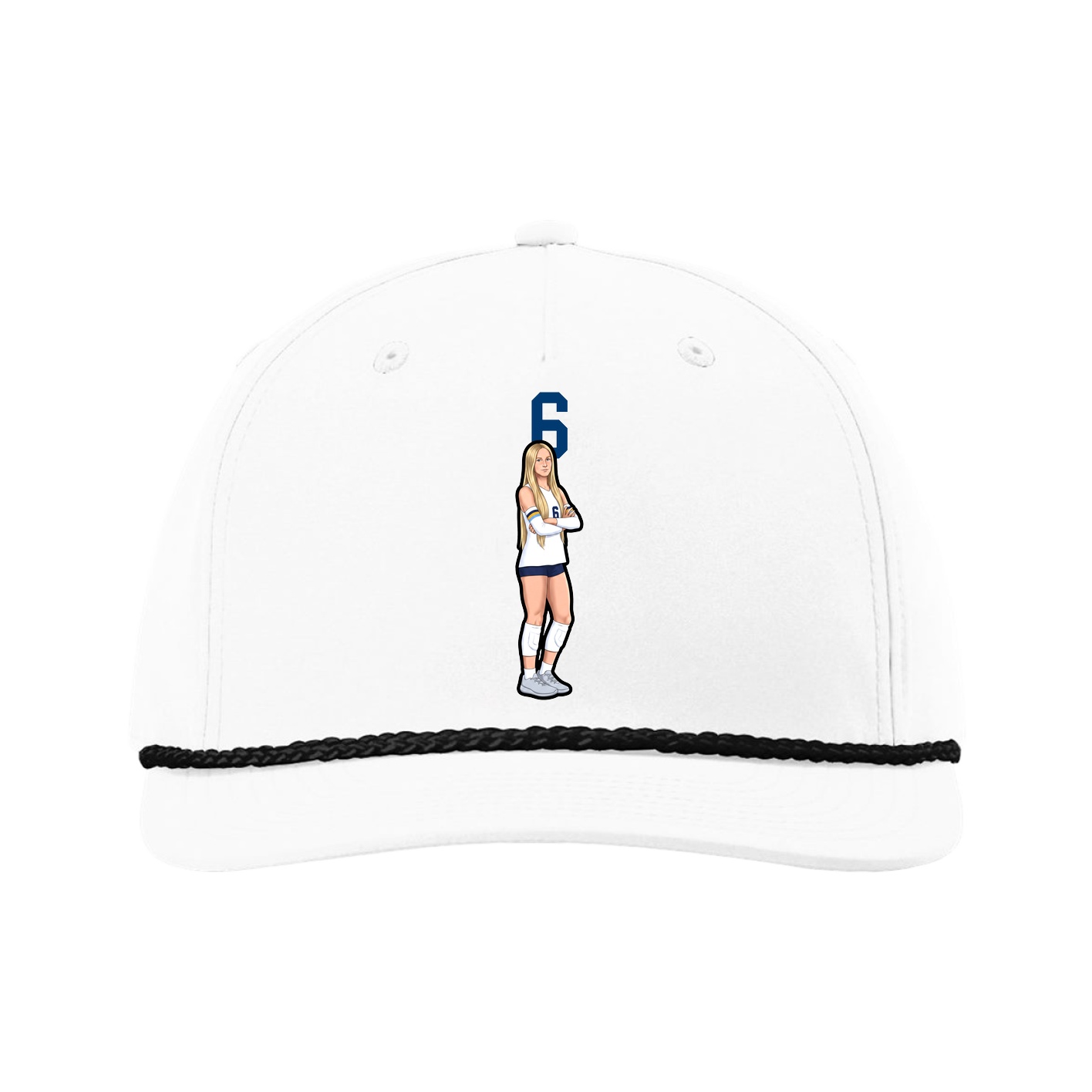 Five-Panel Classic Rope Cap — Number Top in White