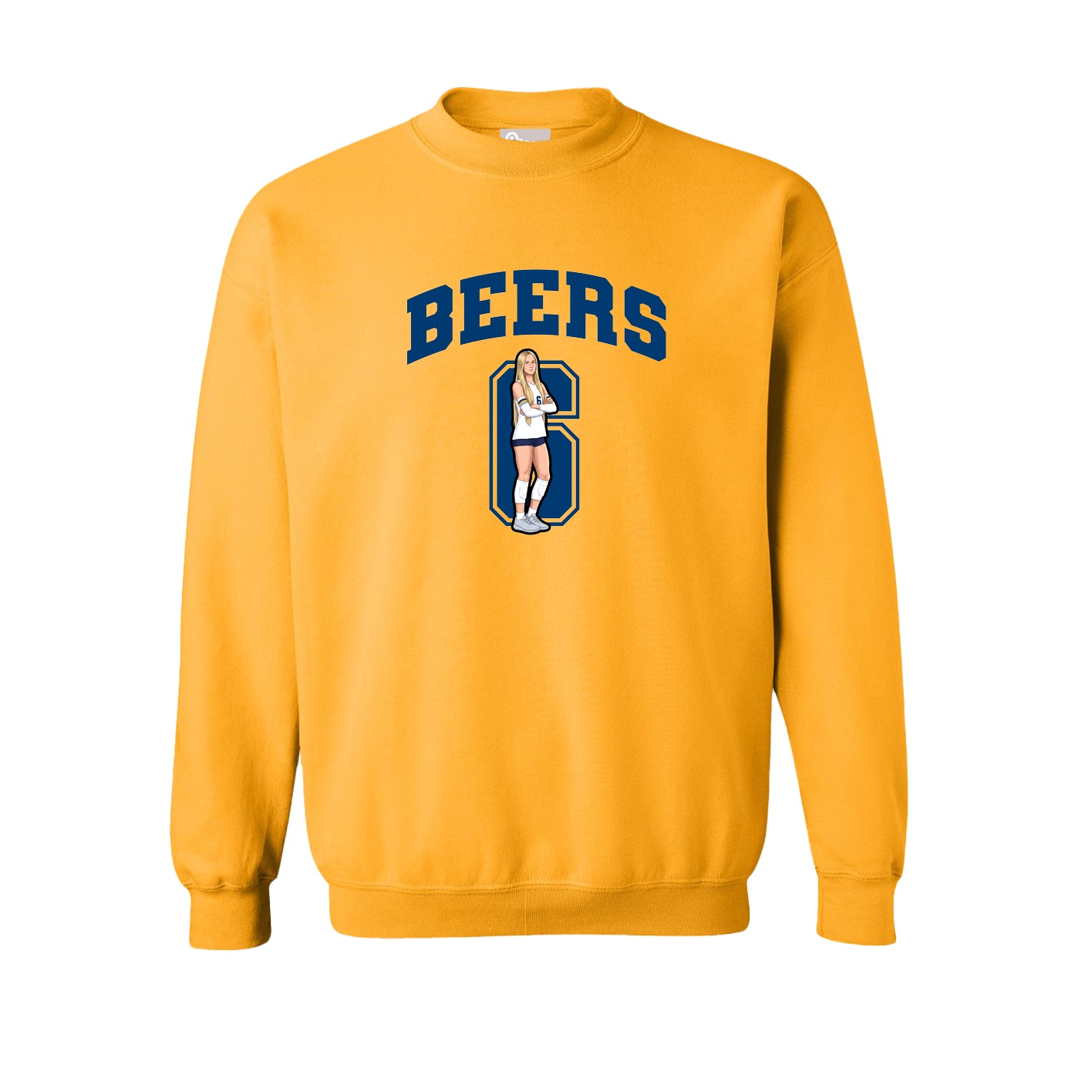 Fleece Crew — Number in Gold
