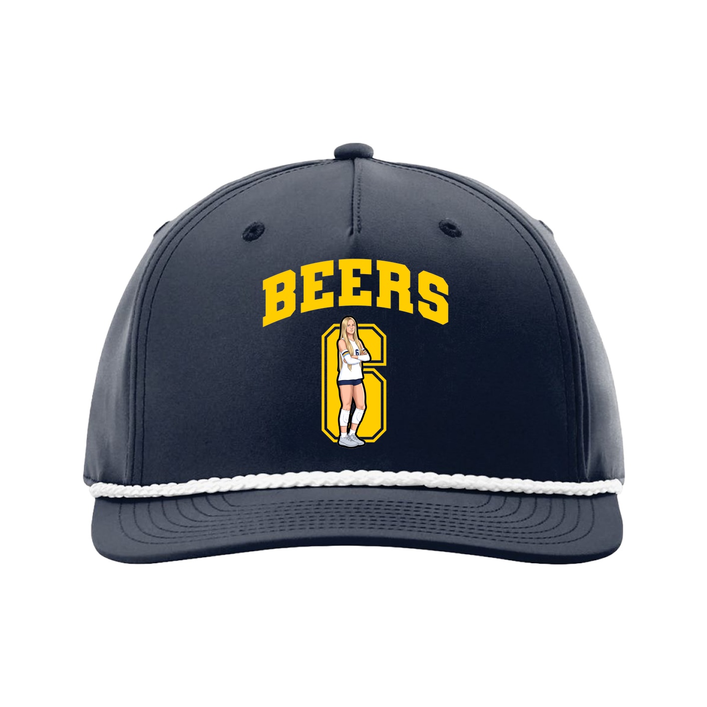 Five-Panel Classic Rope Cap — Number in Navy