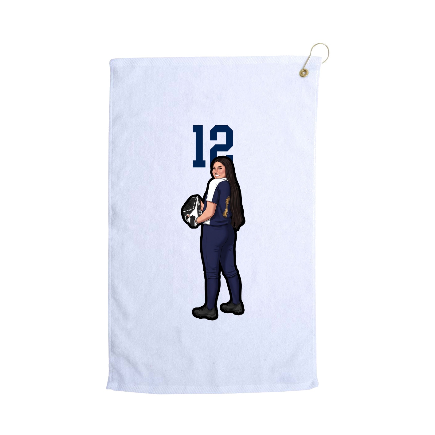 Golf Towel — Number Top in White