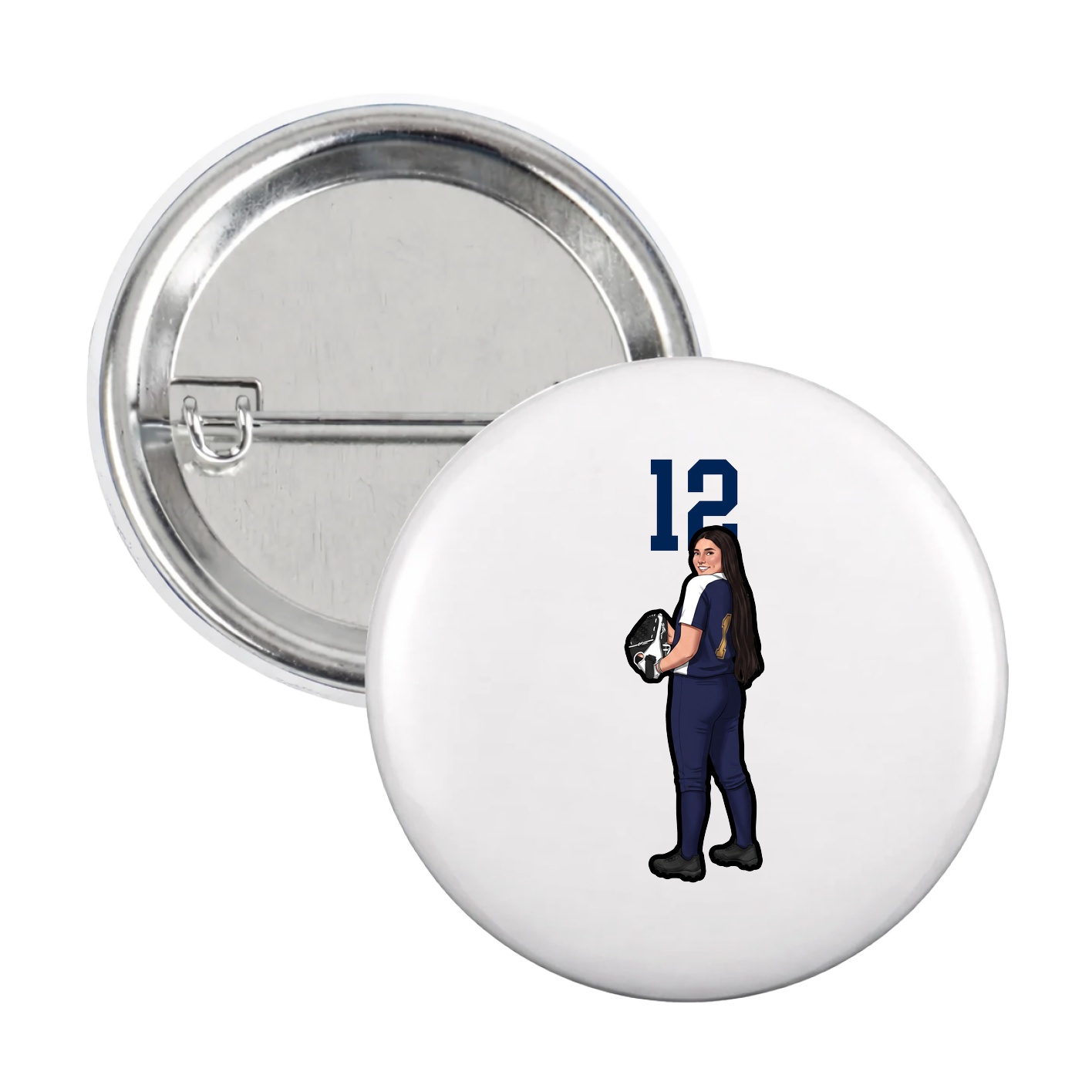Game Day Button — Number Top in White